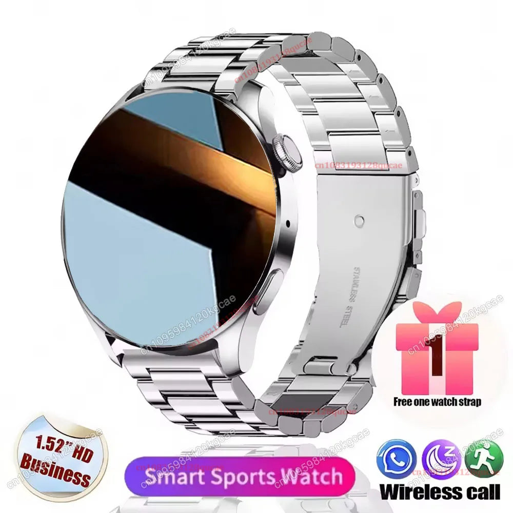 2026 New Men's Smart Watch 1.52'' HD Display Health Tracking Bluetooth Calling Voice Assistant Sports Smartwatch for Andorid IOS Peaceful Pleasures Health and Wellness Silver Steel