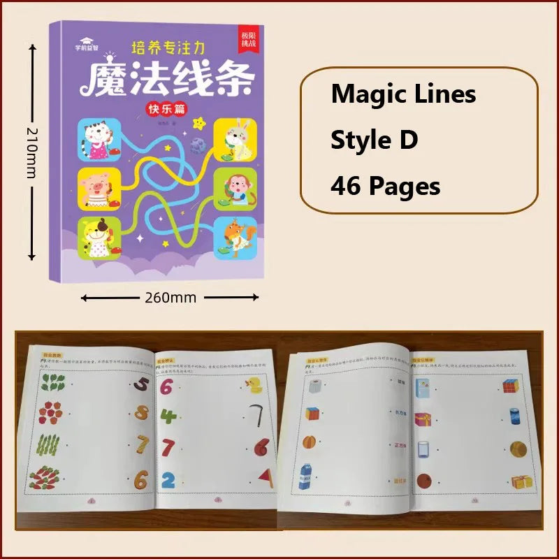 Kids Magic Line Drawing Book 46 Pages Connect Dots Activity Workbook