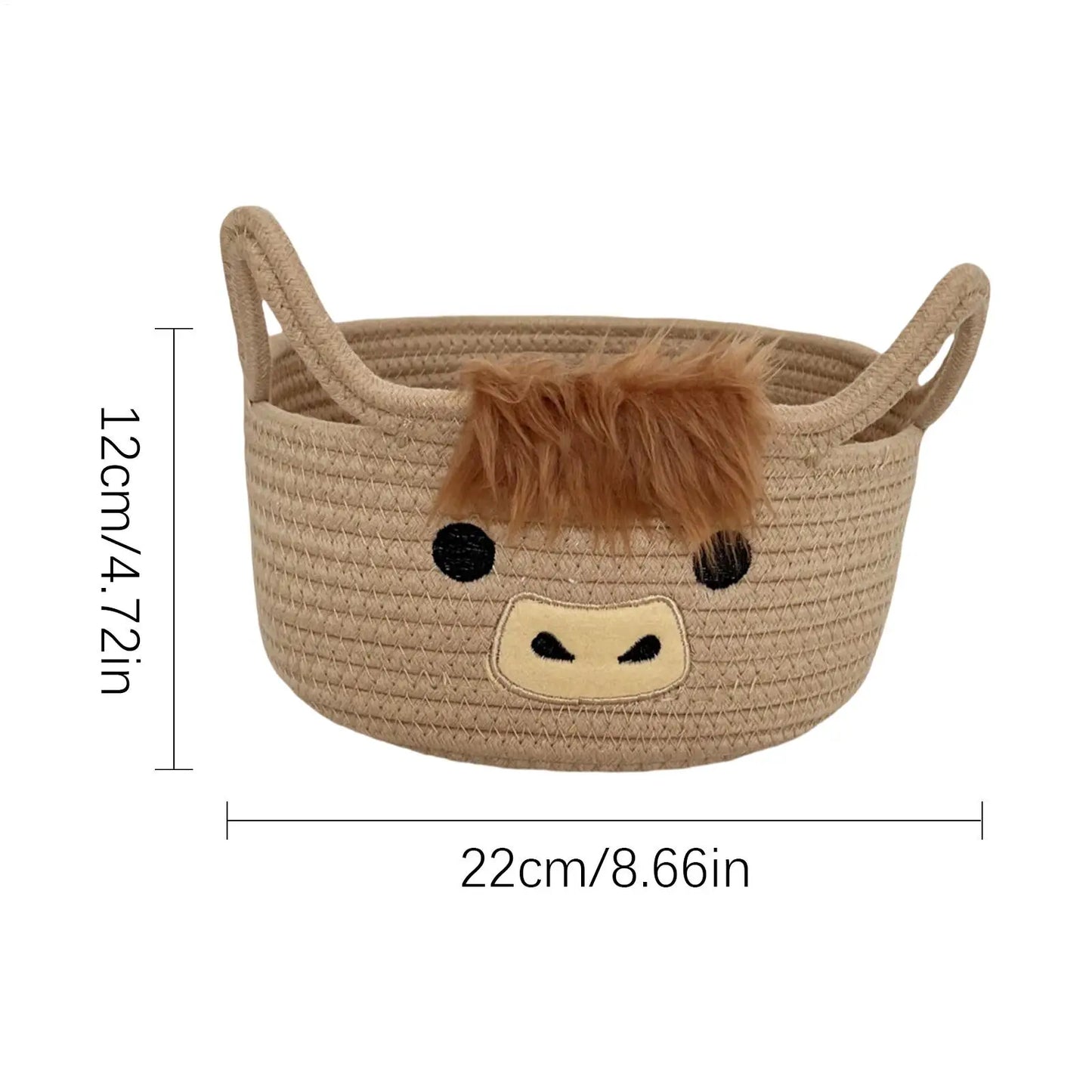 Woven Storage Basket Animal Space Saving With Ear Handles Basket Decorative Storage Organizer For Home Living Room Bathroom Peaceful Pleasures Health and Wellness