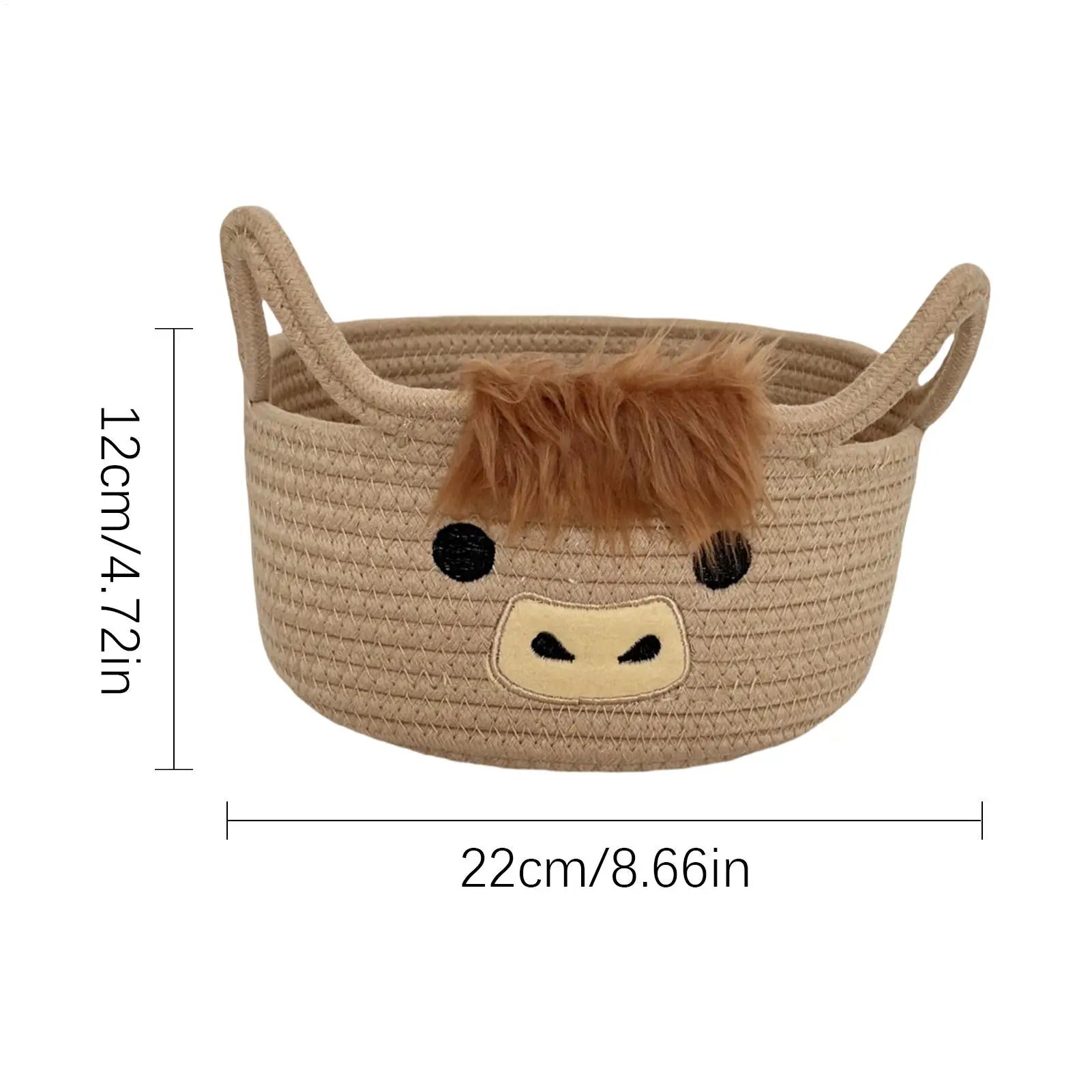 Woven Storage Basket Animal Space Saving With Ear Handles Basket Decorative Storage Organizer For Home Living Room Bathroom Peaceful Pleasures Health and Wellness