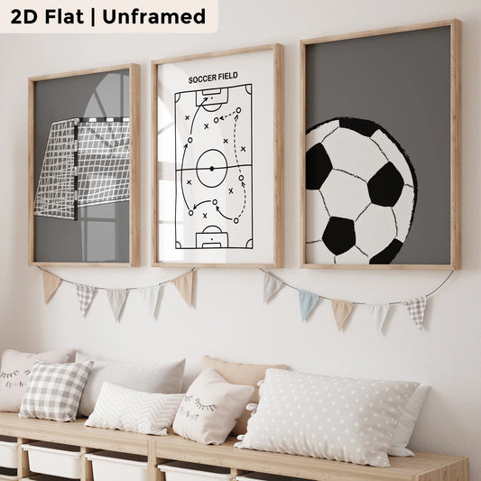 3-Piece Football Field Canvas Wall Art | Sports Poster Decor Canvas Wall Art Peaceful Pleasures Health and Wellness GP142-3pcs 60x80cm Unframed
