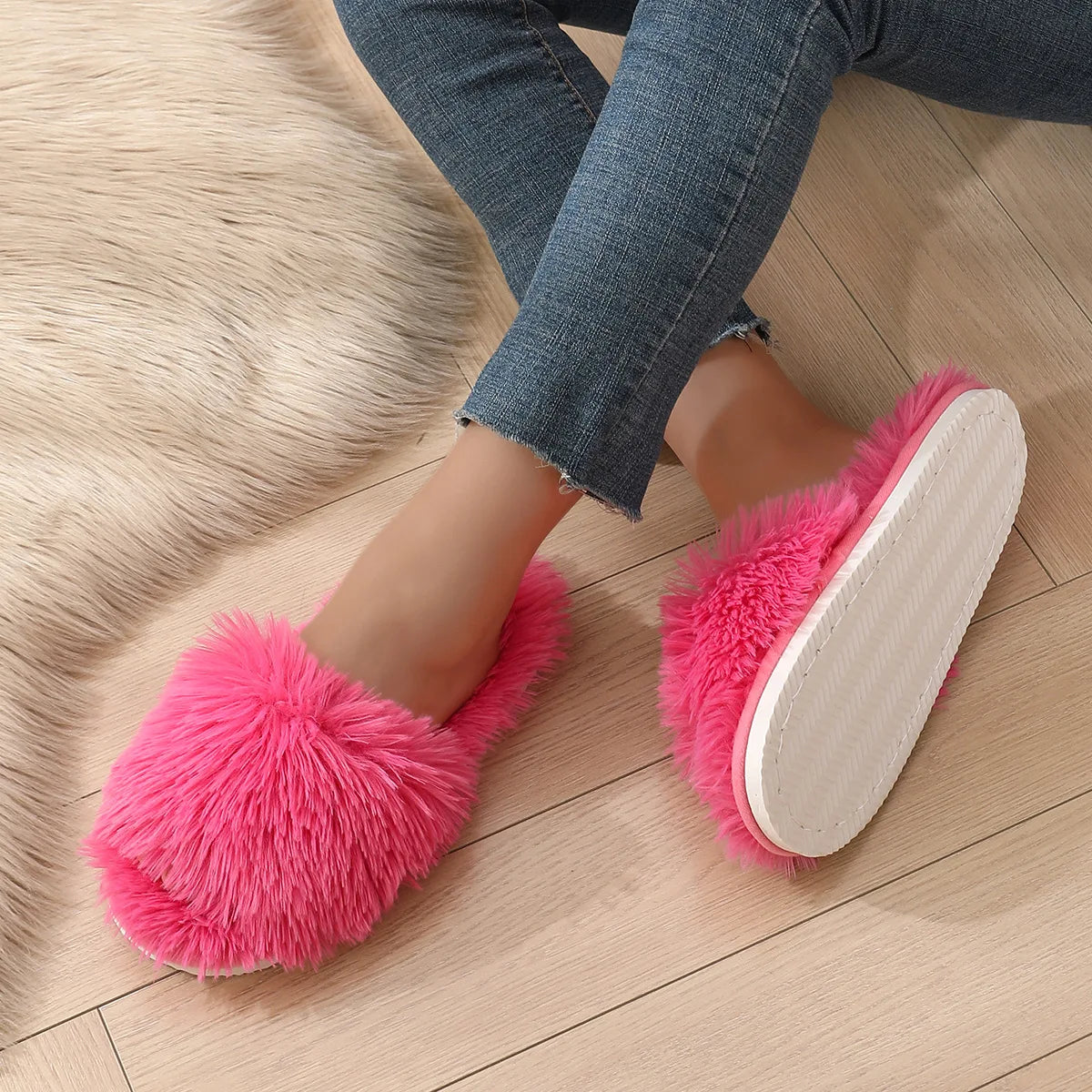 Women's Plush Winter Slippers | Non-Slip Soft Indoor House Shoes