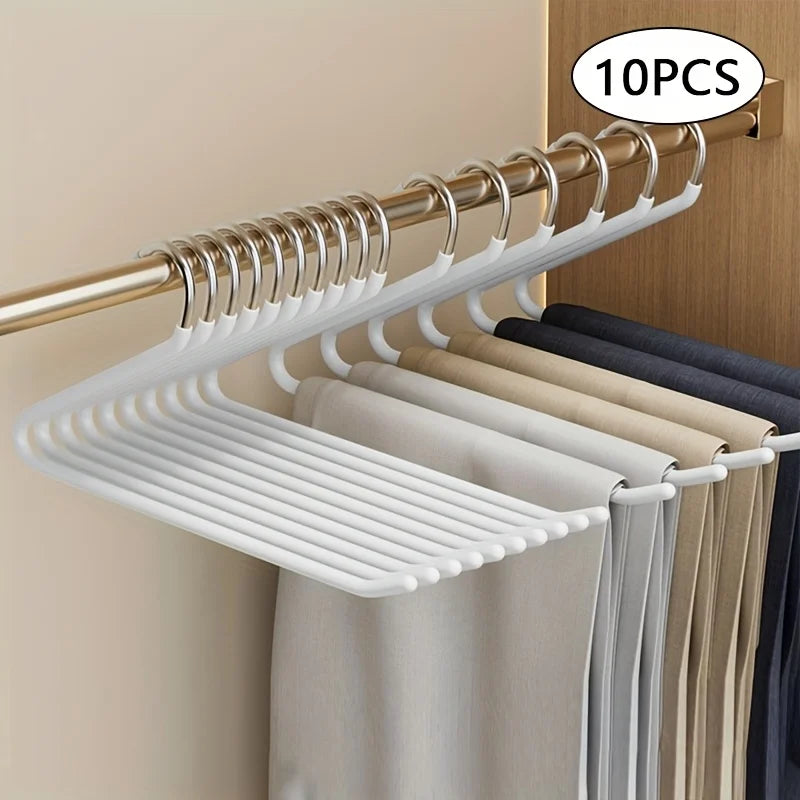 10pcs Space-saving Goose Z-shaped Pants Hanger Durable Metal Material Multi-functional Pant Storage Household Supplies Peaceful Pleasures Health and Wellness White 10pcs