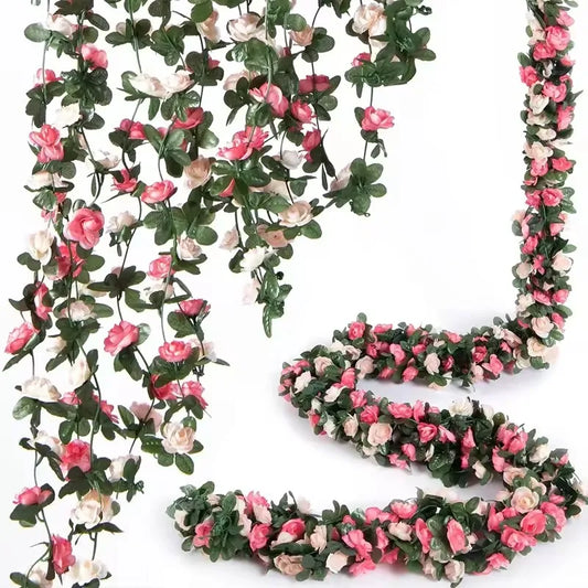 Artificial Silk Rose Vine Garland 2.4m | Wedding & Home Decor Artificial Flower Garland Peaceful Pleasures Health and Wellness