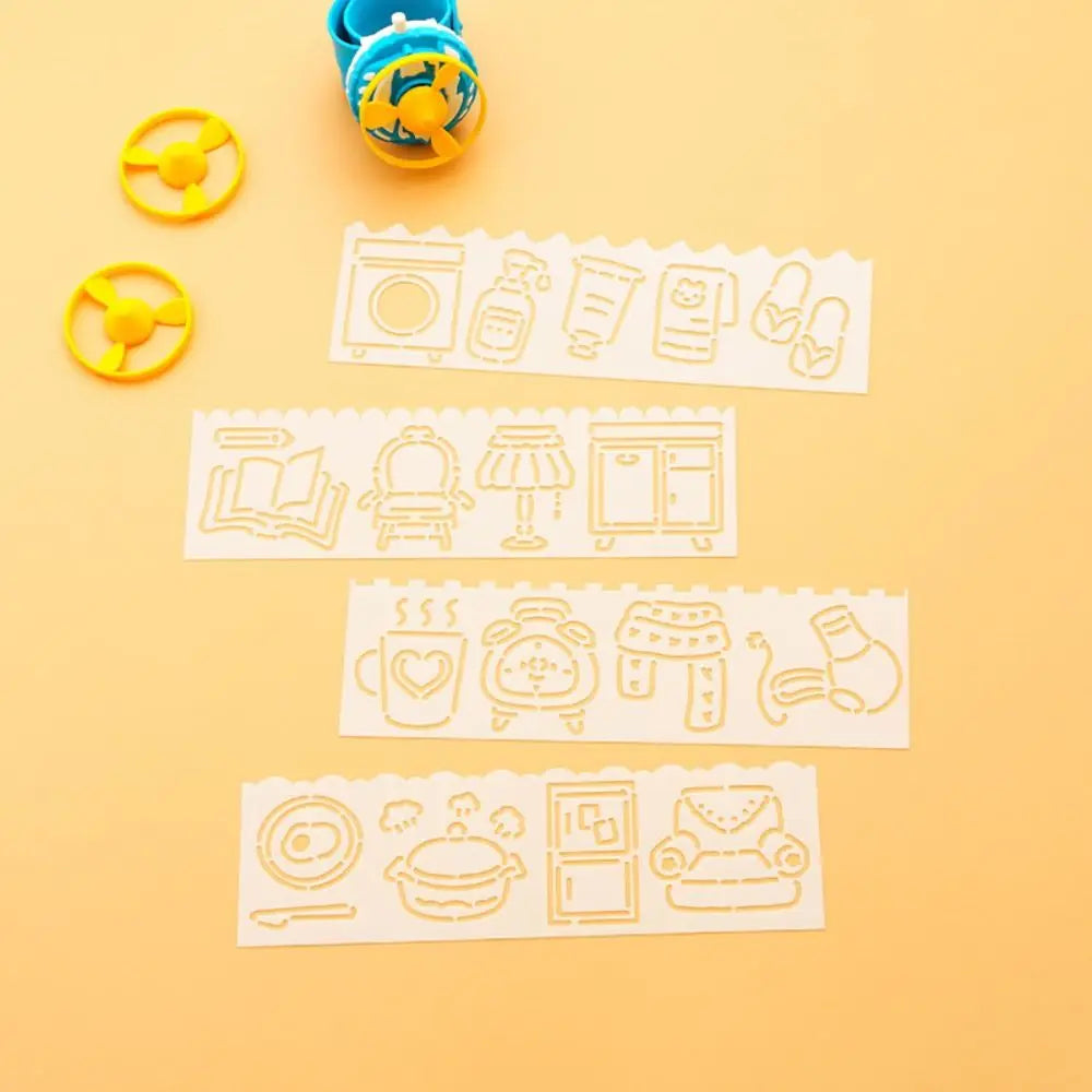 4pcs/set Copying Stencils Hollowed Drawing Templates DIY Craft Decorative Spray Painting Template Handcraft Stamping Peaceful Pleasures Health and Wellness style 1