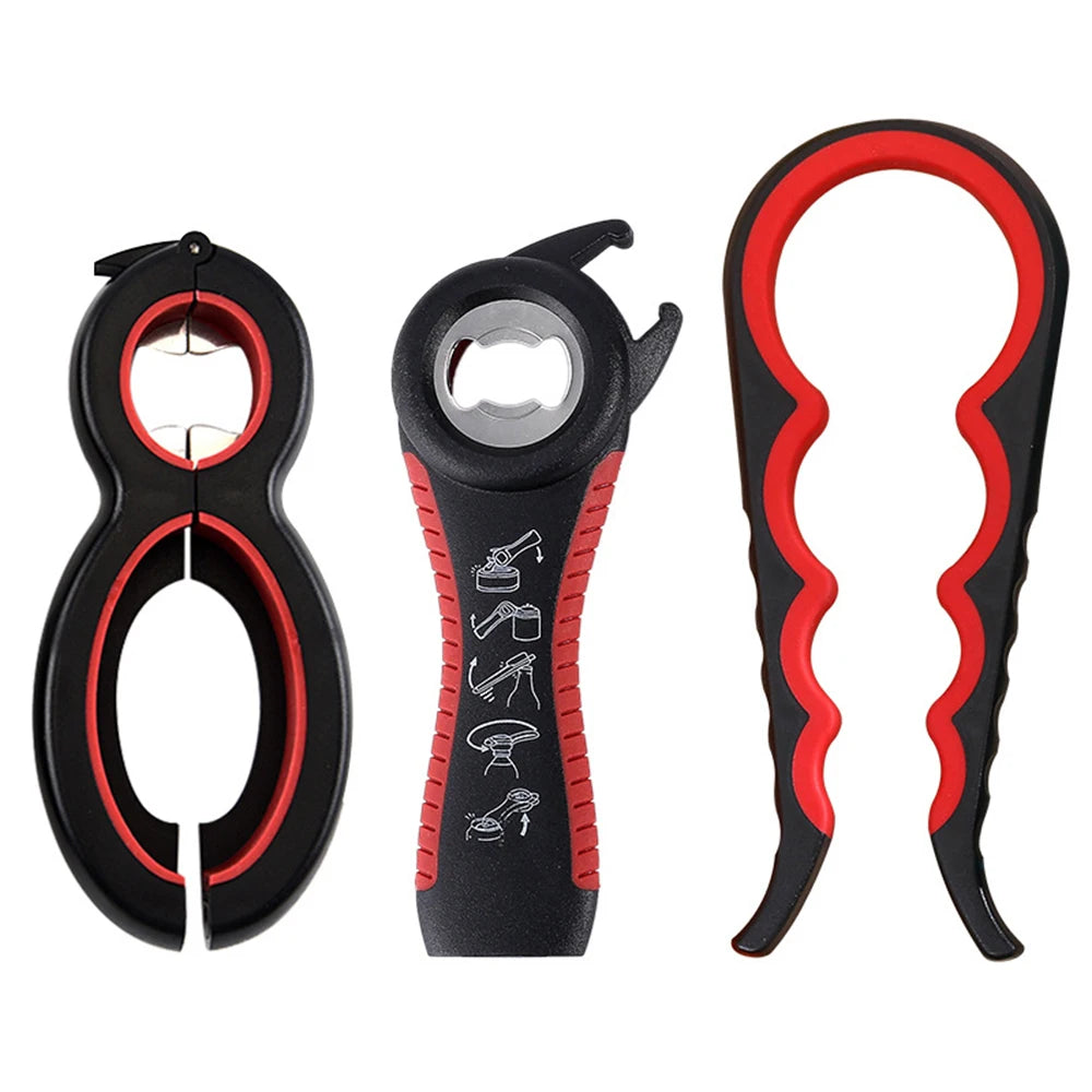 Multifunctional 6-in-1 Jar Opener And 4-in-1 Bottle Opener with Non-Slip Lids Gripper - Kitchen Tool for Easy Opening Peaceful Pleasures Health and Wellness