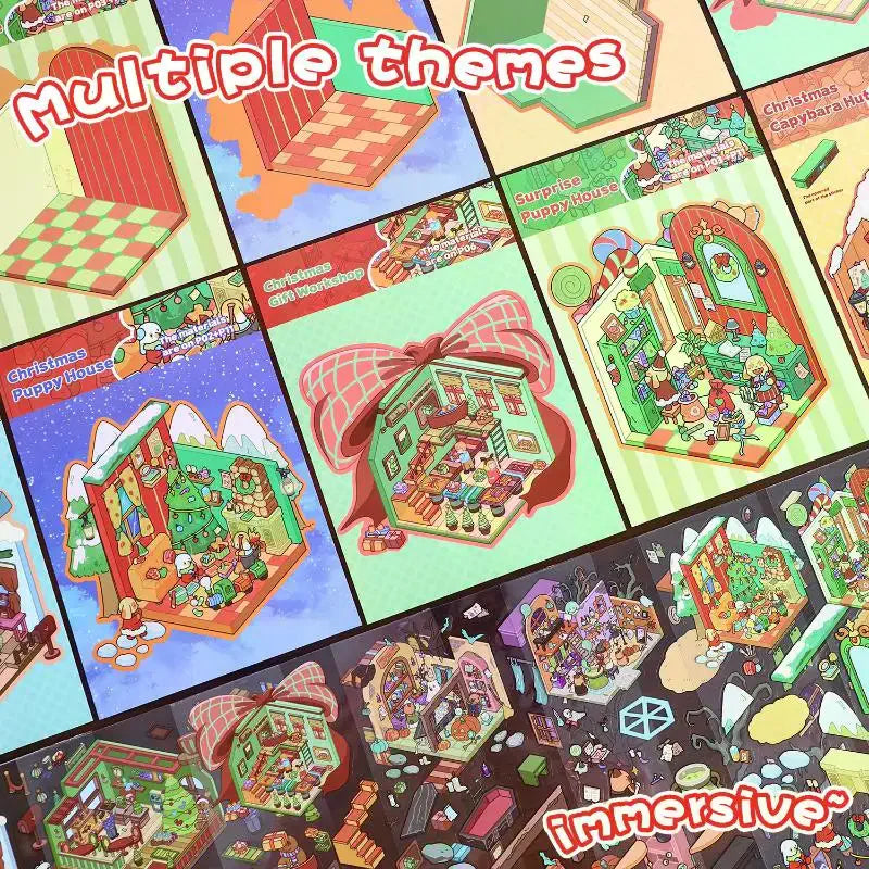 10-Pc Christmas Miniature Diorama Stickers – DIY Scrapbook Set