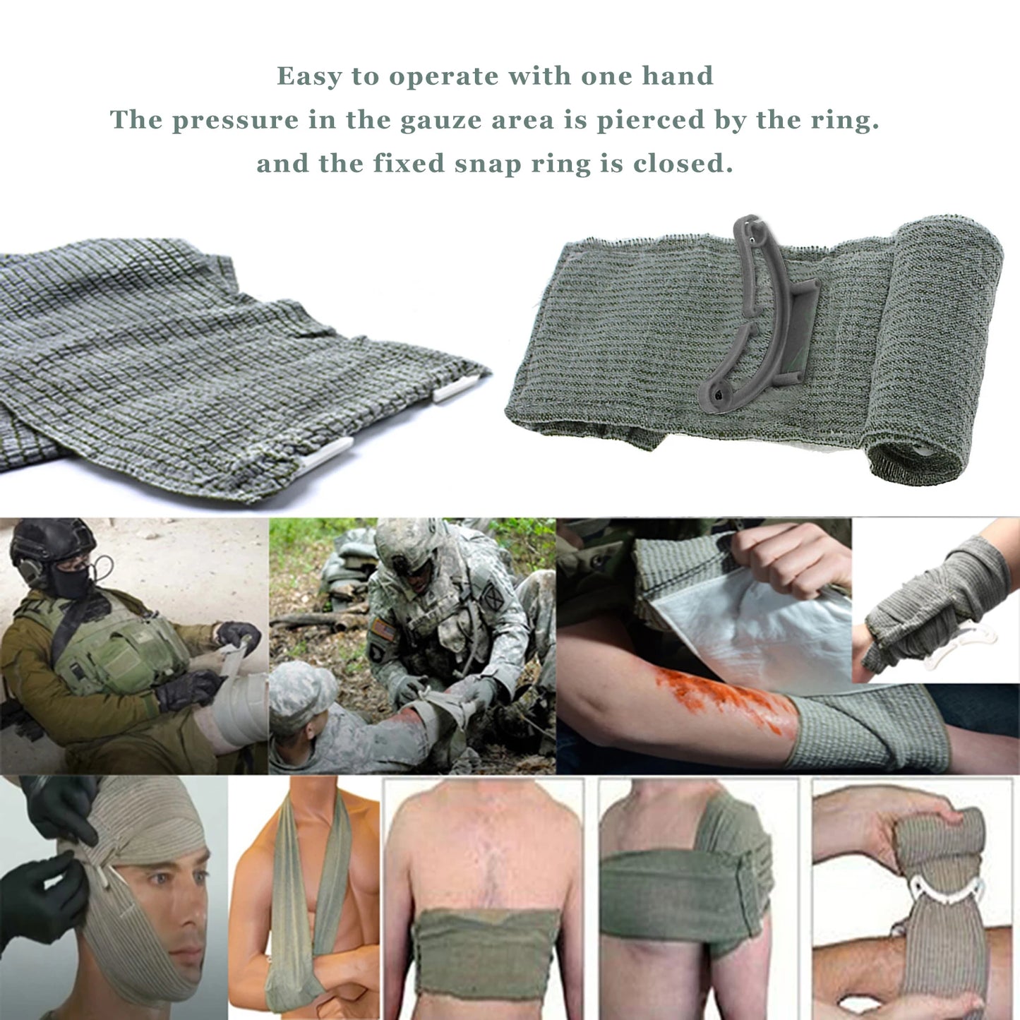 5/10PCS Israeli Bandage First Aid Trauma Hemostatic Bandage Kit Wound Traumatic Emergency Compression Bandages Medical Army Aid Peaceful Pleasures Health and Wellness
