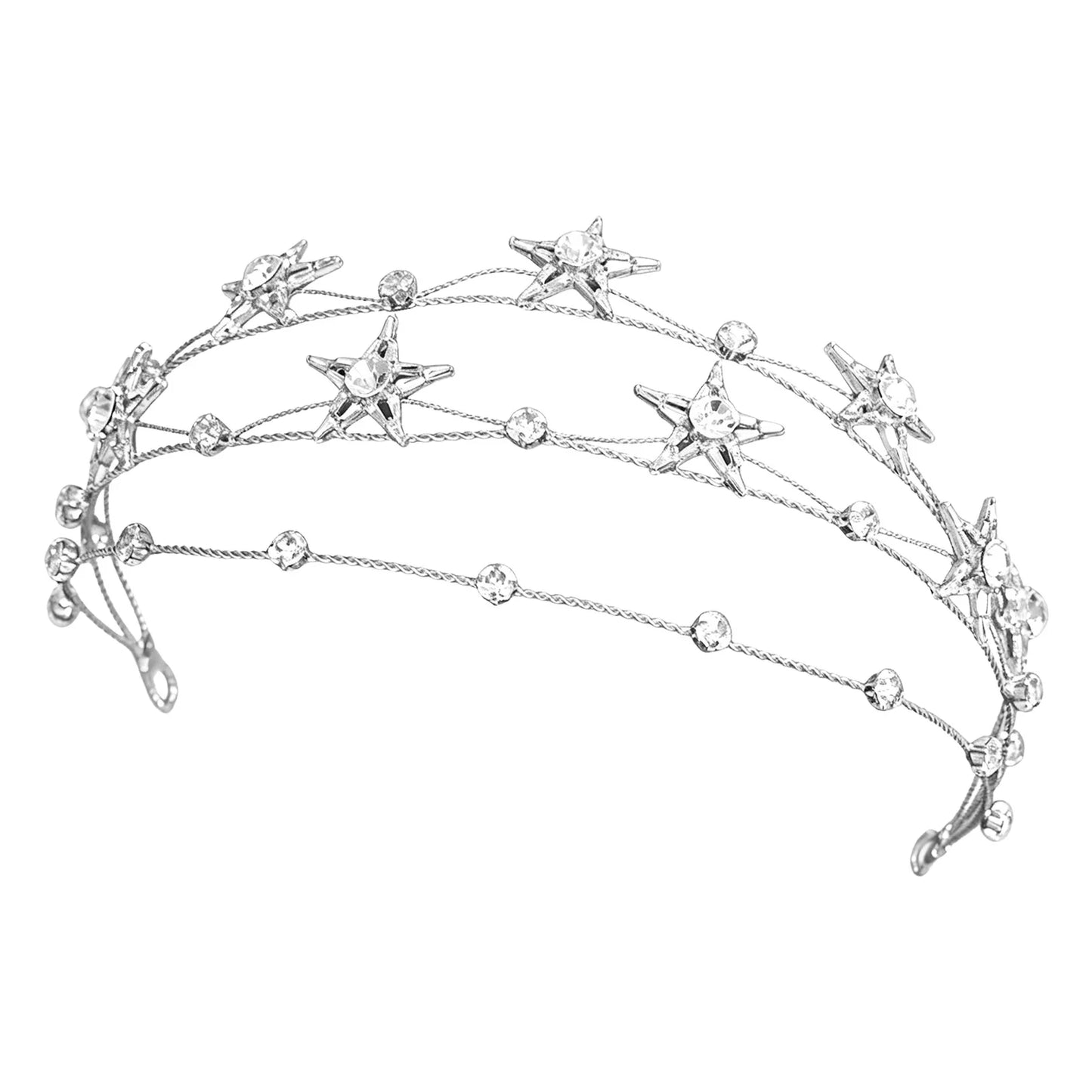 Baroque Star Hairband For Women Alloy Rhinestone Bridal Headpiece With Double Layer Design Peaceful Pleasures Health and Wellness Silver