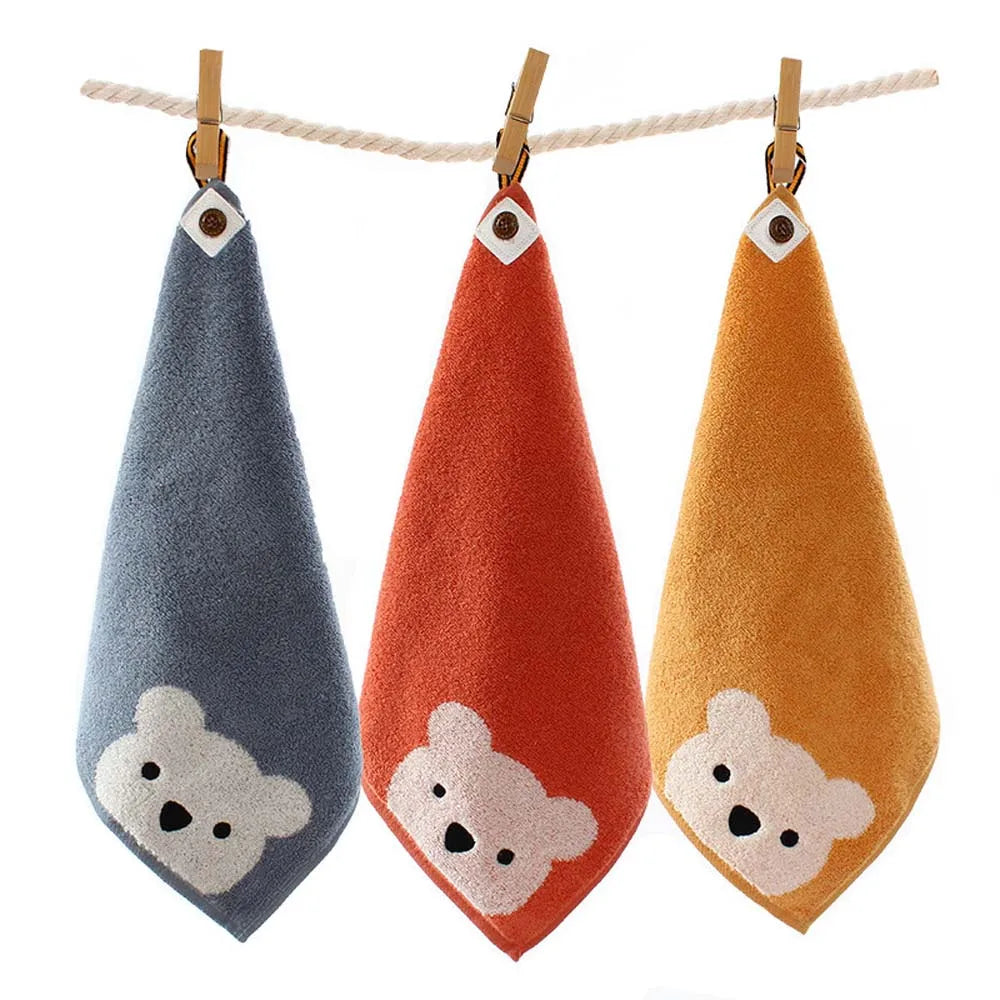 Baby Cotton Hangable Face Towel – Cartoon Bear 30x30cm