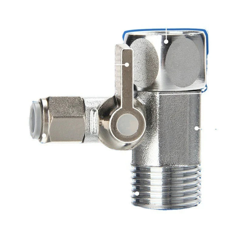 Copper 3-Way Shut-Off Valve 1/4" 3/8" RO Water Adapter