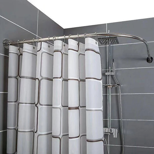 L-Shaped Extendable Shower Curtain Rod | Stainless Steel No-Drill Shower Curtain Rod Peaceful Pleasures Health and Wellness