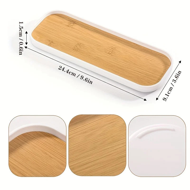 White Marble Rectangle Bathroom Vanity Tray for Counter – Soap, Perfume & Jewelry Organizer (1 or 2 Pack)