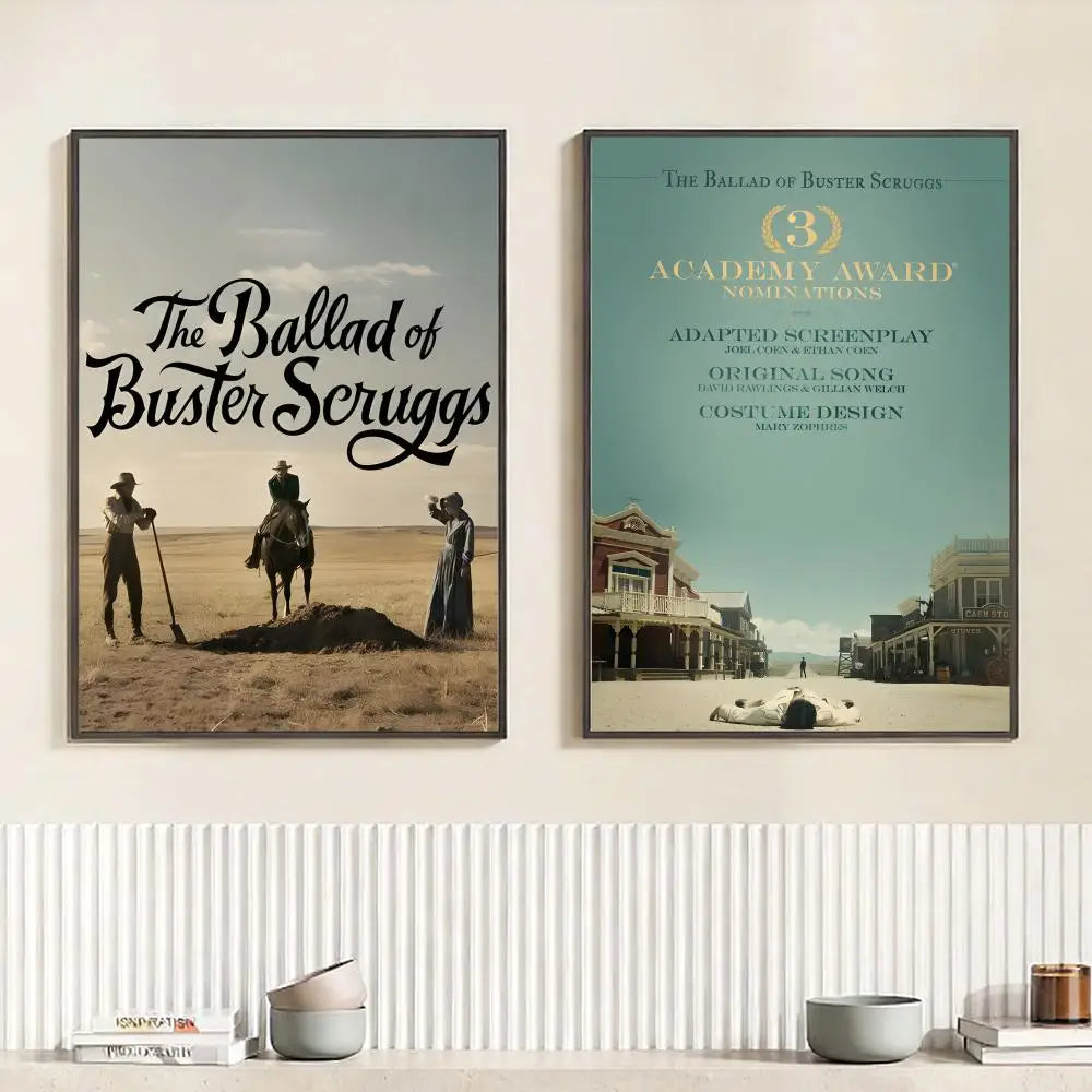 Movie T-The Ballad of Buster Scruggs Poster HD Self Adhesive Waterproof Wall Art Ideal for Home Office Dorm Bedroom Great Gift Peaceful Pleasures Health and Wellness