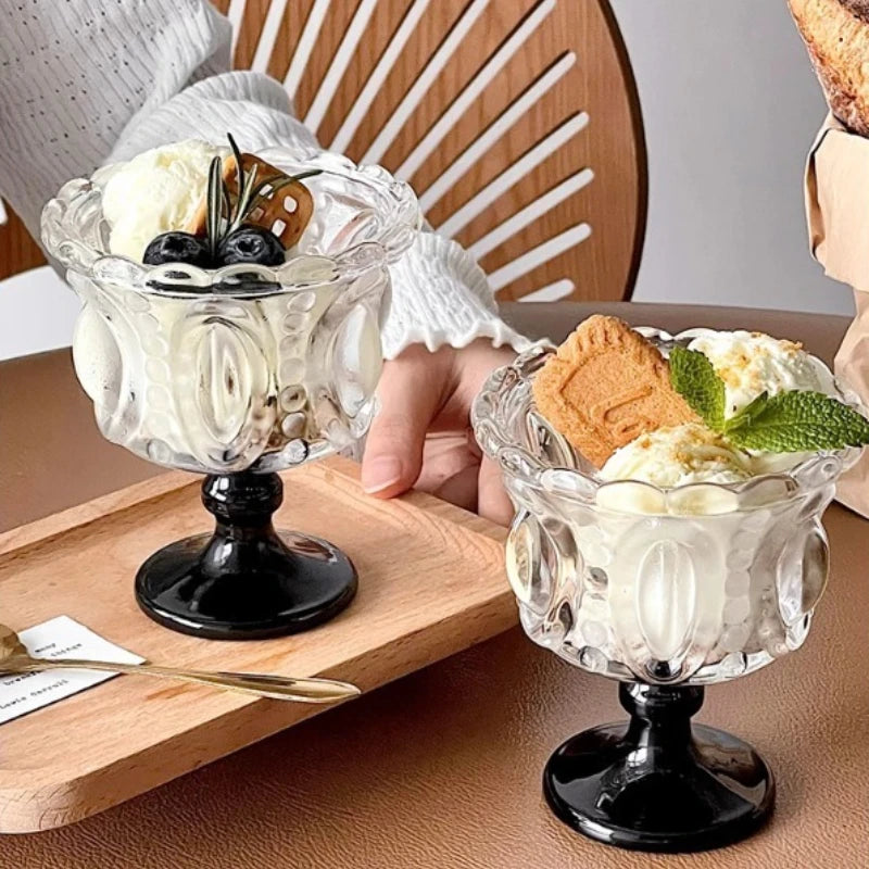 2026 Hot Nordic Relief Cup Glass Cup Ice Cream Ice Cream Dessert Yogurt Pudding Home Dessert Coffee Cup Home Breakfast Container Peaceful Pleasures Health and Wellness