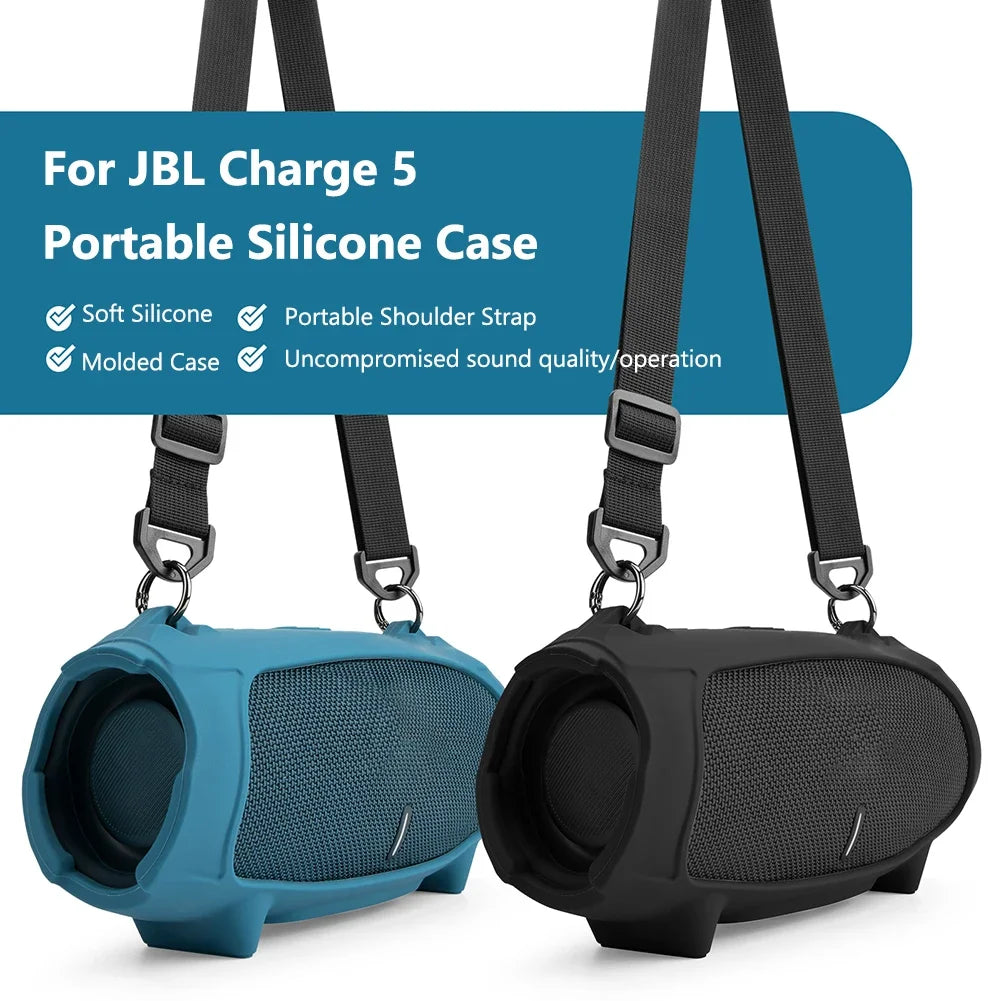 Waterproof Silicone Travel Case for JBL Charge 5 with Strap Peaceful Pleasures Health and Wellness