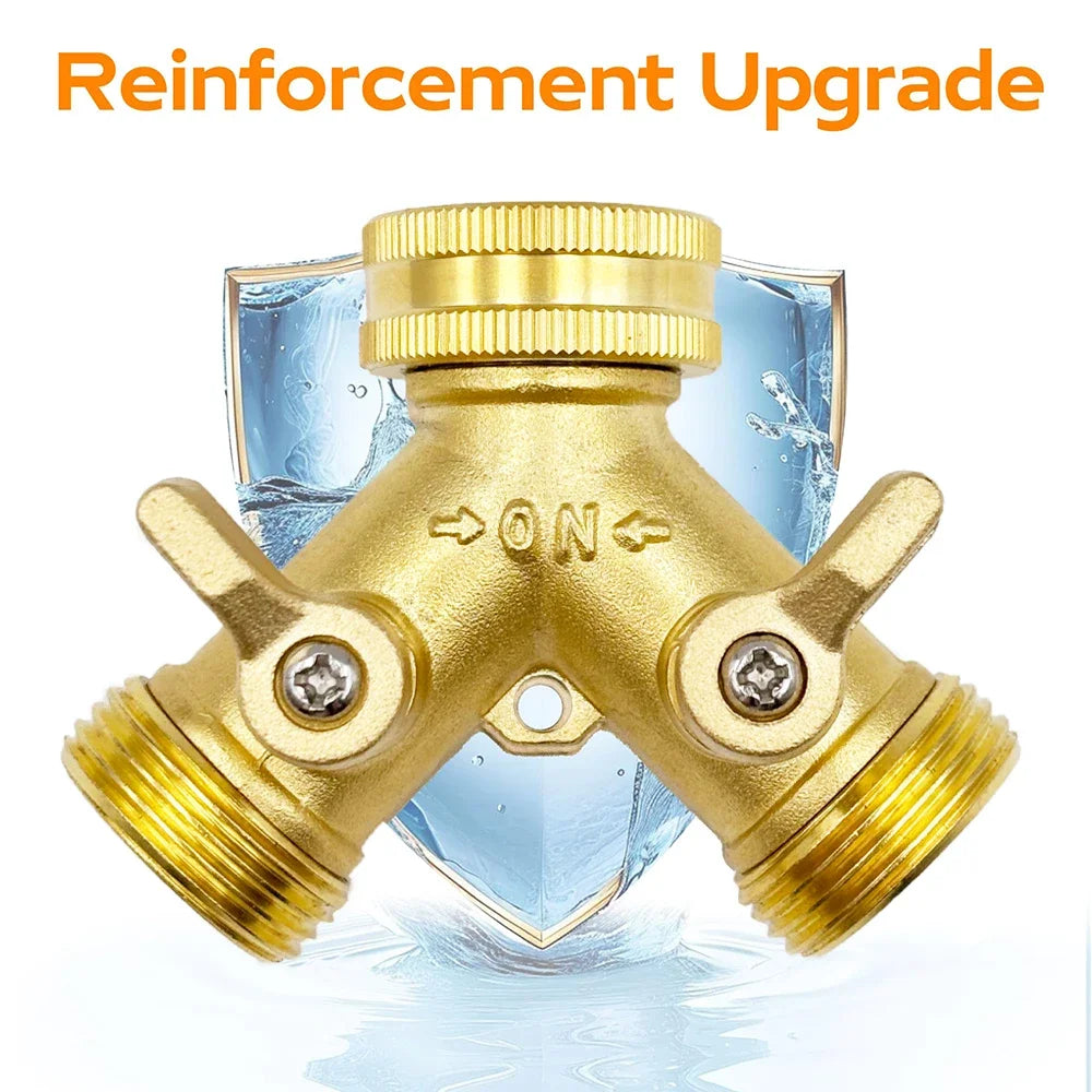 3/4 Inch 2 Way Brass Garden Hose Splitter Y-Type Tap Watering Connector Distributor for Outdoor Faucet 1/2/3 set Peaceful Pleasures Health and Wellness