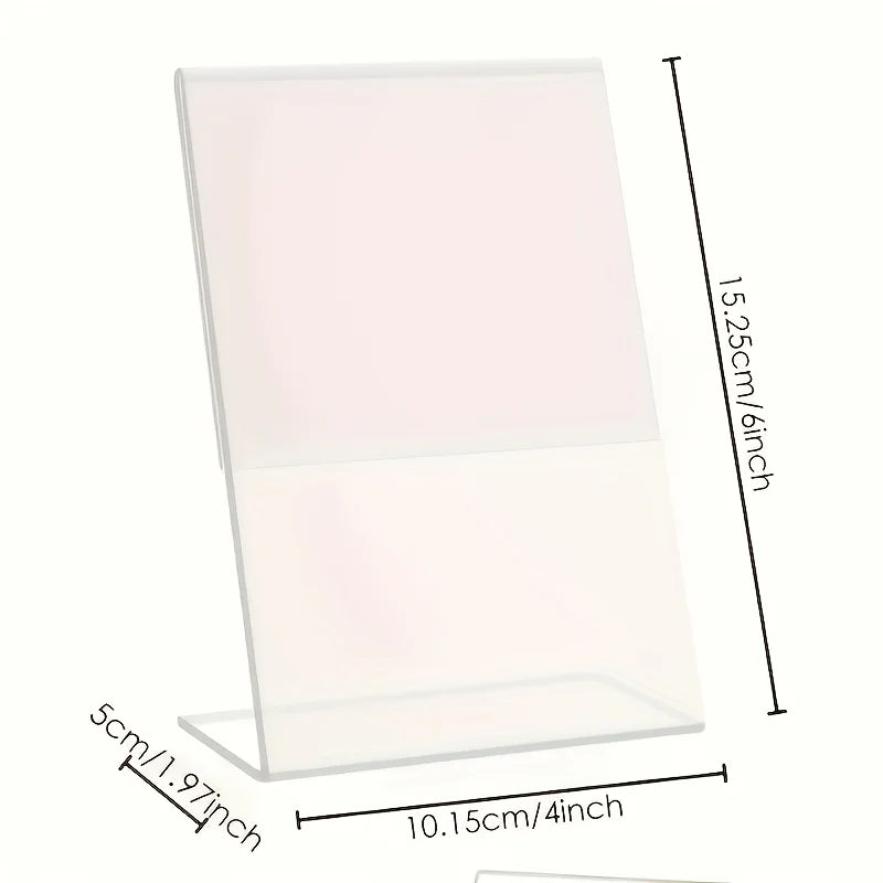 4-Pack Acrylic Sign Holder | Vertical Display Stand for Desk