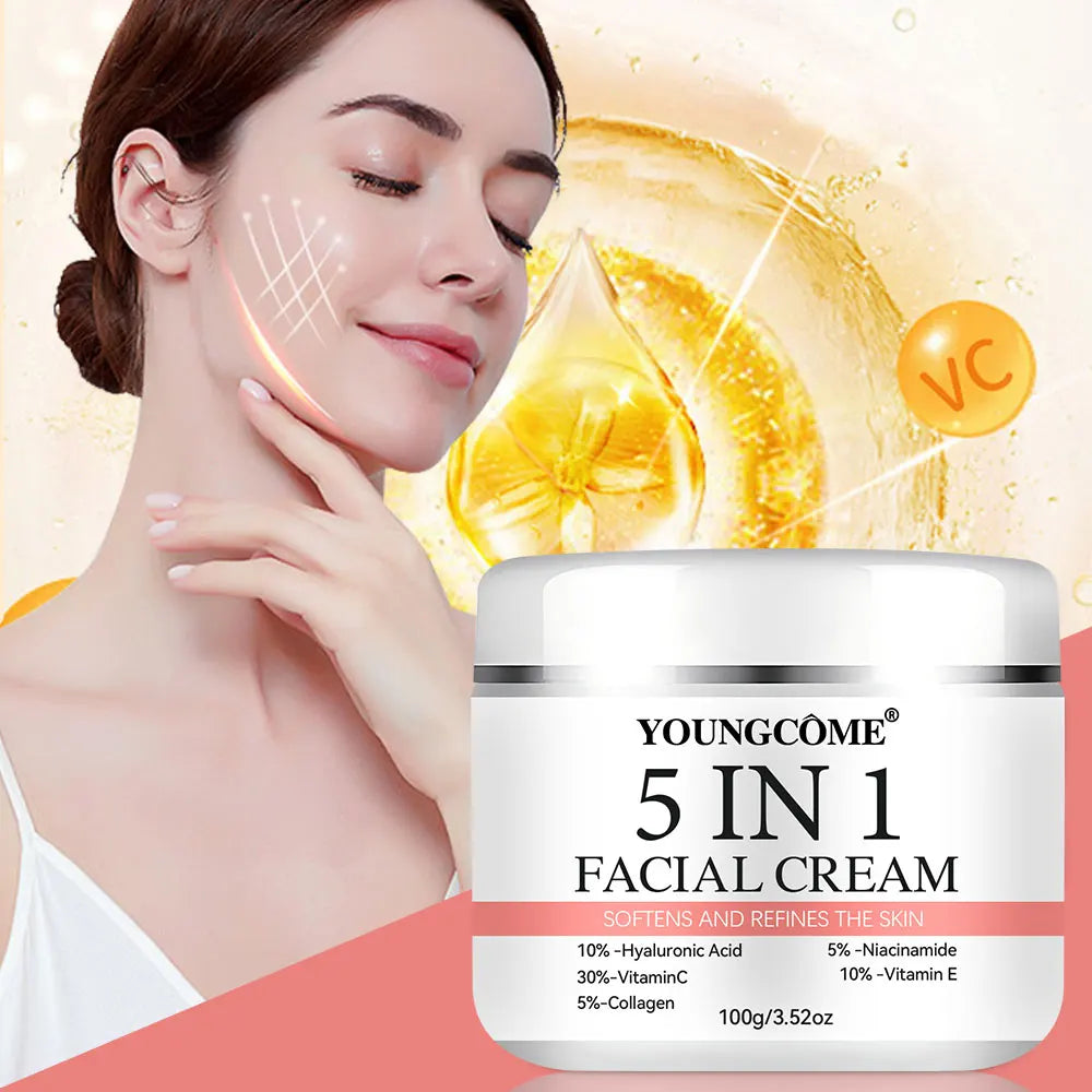5-in-1 Firming Face Serum – Vitamin C & Hyaluronic Acid Face Serum Peaceful Pleasures Health and Wellness