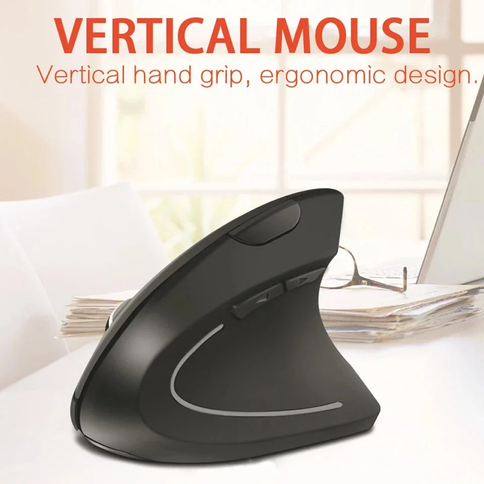Vertical Ergonomic Wireless Mouse – 2.4GHz USB 1600 DPI 6 Button