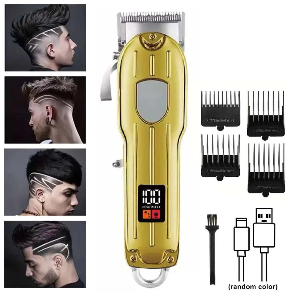 Professional Hair Clipper & Trimmer Set – Rechargeable Barber Kit Peaceful Pleasures Health and Wellness 1 pc 808 (Gold) United States