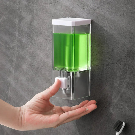Home Perforated Manual Press Soap Dispenser Wall Mounted Traceless Disinfectant Bottle Bathroom Transparent Soap Dispenser Peaceful Pleasures Health and Wellness