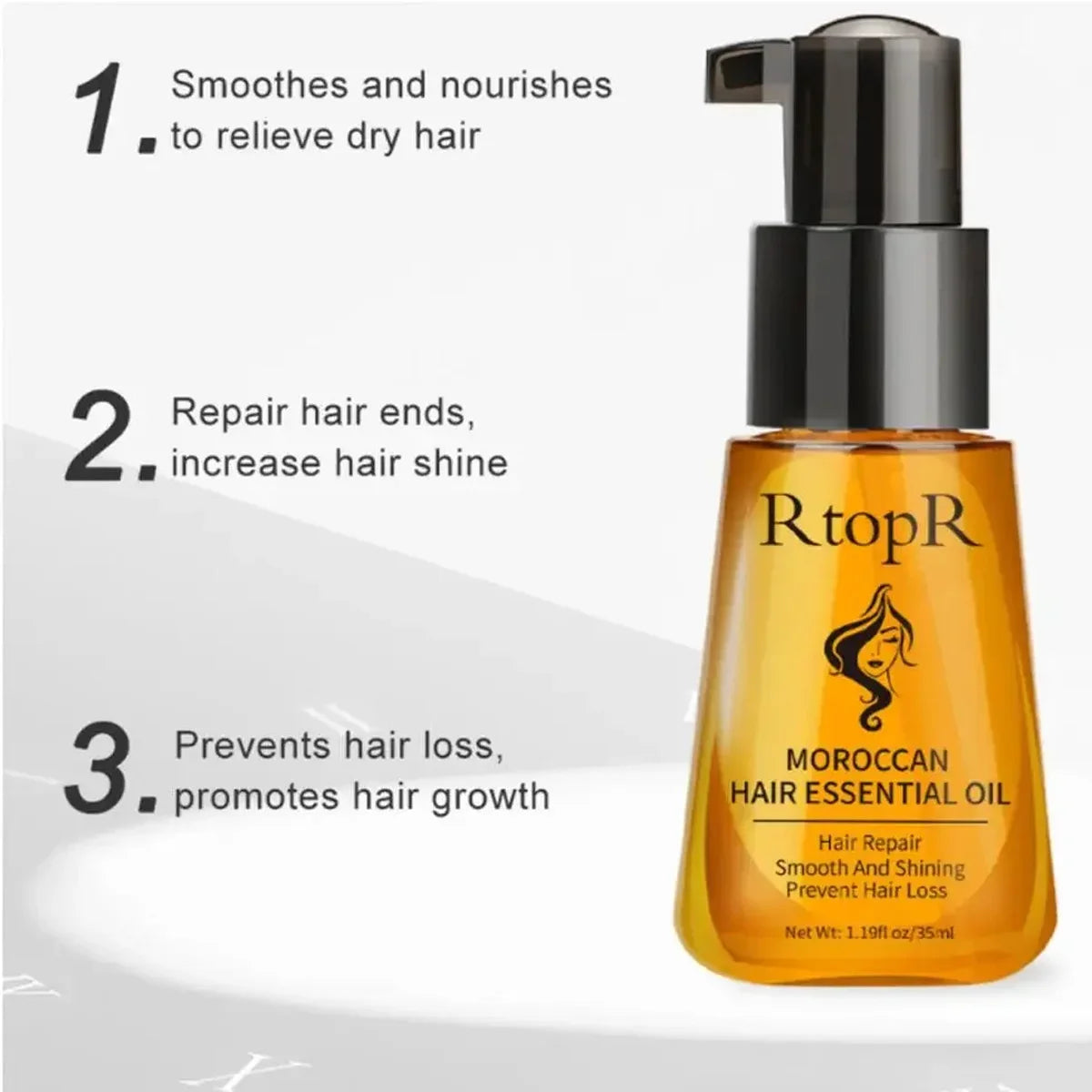 Moroccan Hair Essential Oil Repairing Dry Damaged Serum Blends Hair Loss Prevention Make Hair Shiny Soft Portable Suitable Peaceful Pleasures Health and Wellness