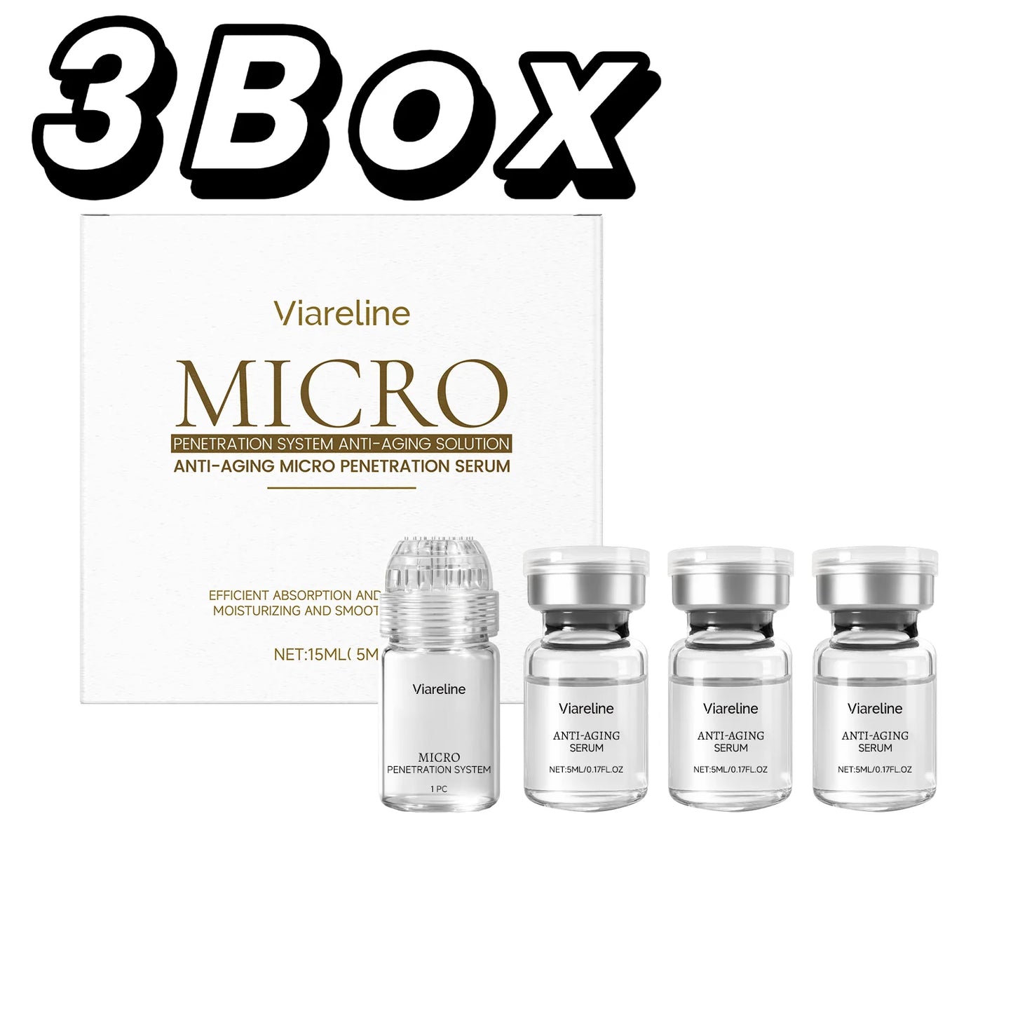 VIARELINE Hexapeptide Collagen Microneedle Serum Roller Kit