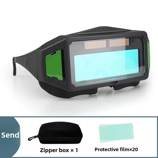 Welding Goggles Eye Protection Easy Carried Head Darkening Welding Glasses Multi Window Dimming & Zipper Box&20 Protective Film Peaceful Pleasures Health and Wellness True colored glasses
