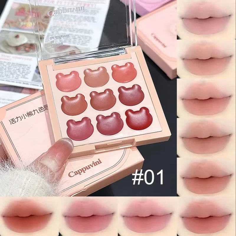 9-Color Velvet Matte Lip Mud Set | Lipstick & Cheek Tint