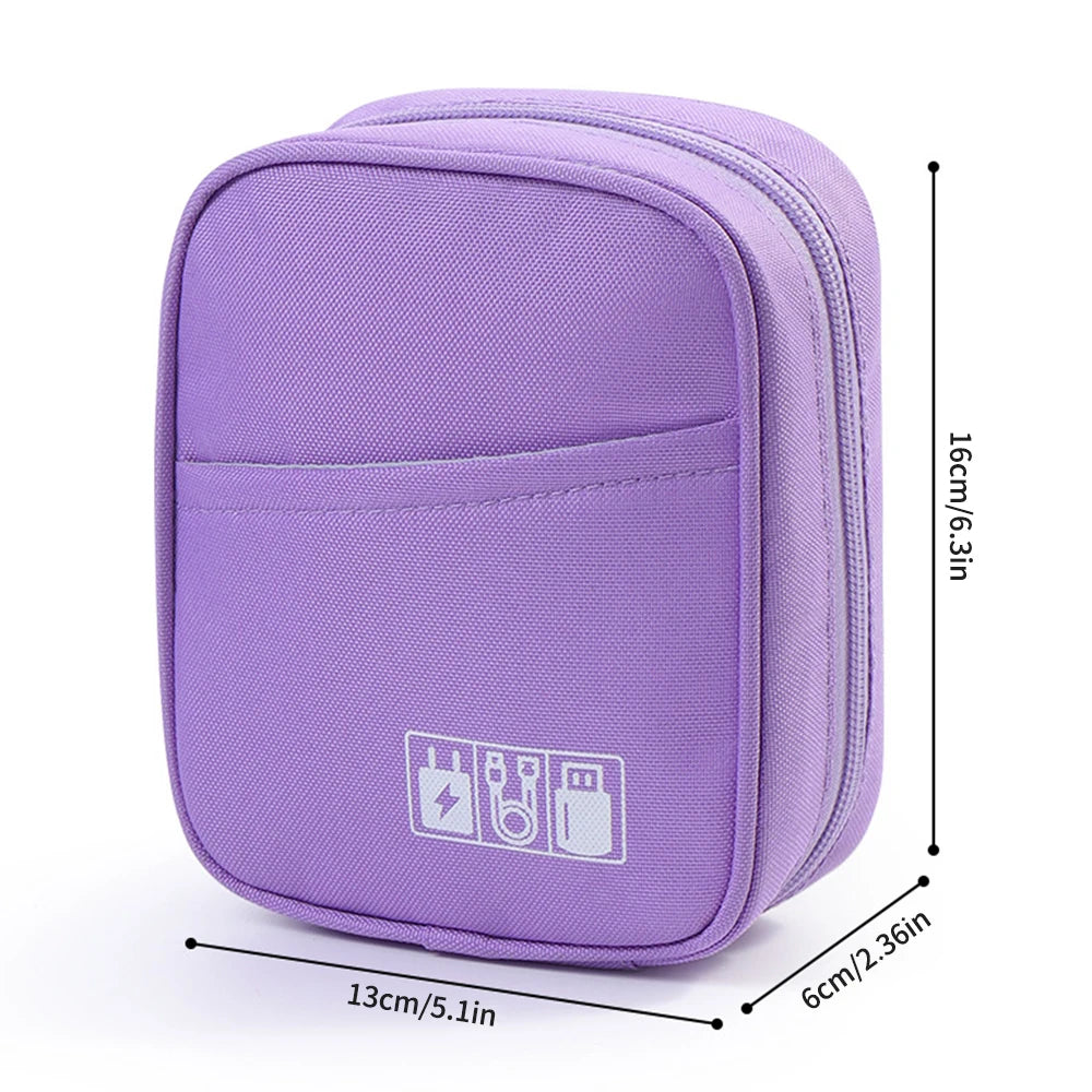 Waterproof Portable Cable Organizer Bag - Travel Digital Accessories Pouch for USB Power Bank Earphones Storage Case with Zipper Peaceful Pleasures Health and Wellness PURPLE
