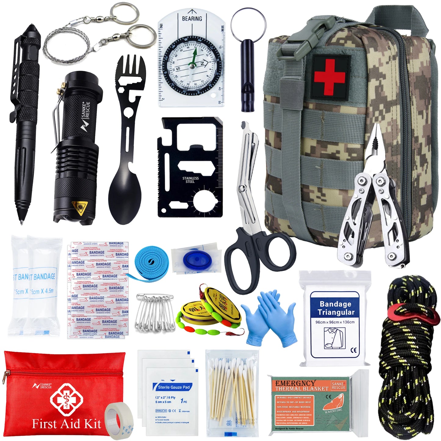 Tactical First Aid Kit In The Car Acessories Survival Kits Camping Equipments Medical Bag Self-defense EDC Pouch ifak Peaceful Pleasures Health and Wellness ACU Set