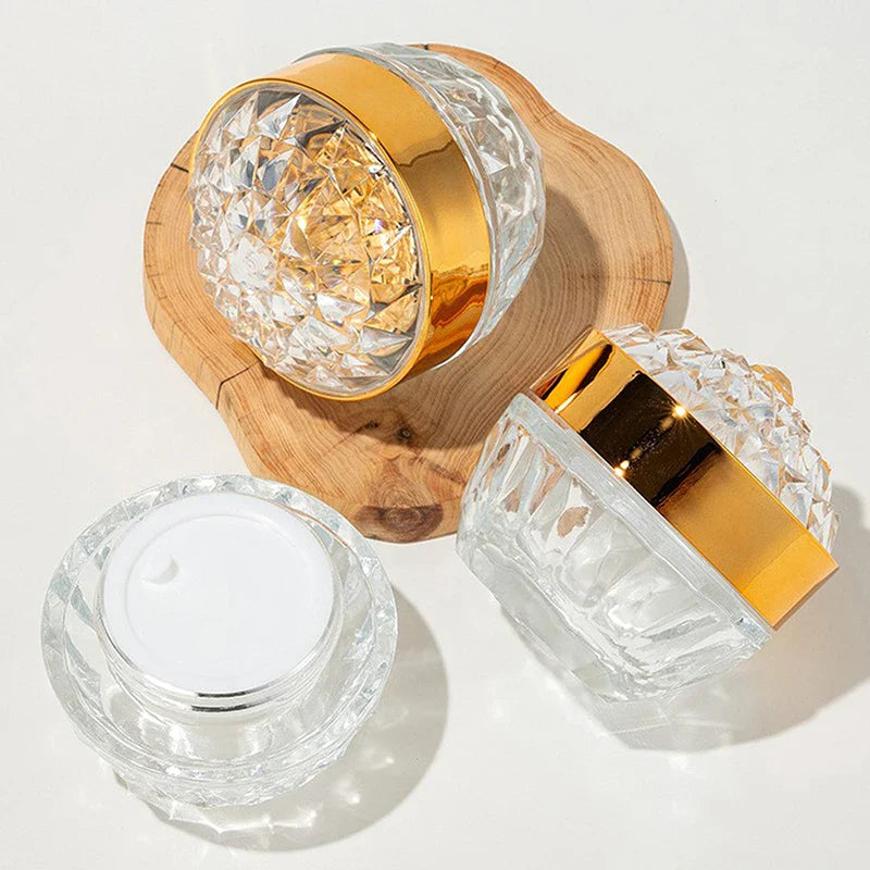Luxury Diamond 50g Glass & Acrylic Cosmetic Jar with Lid