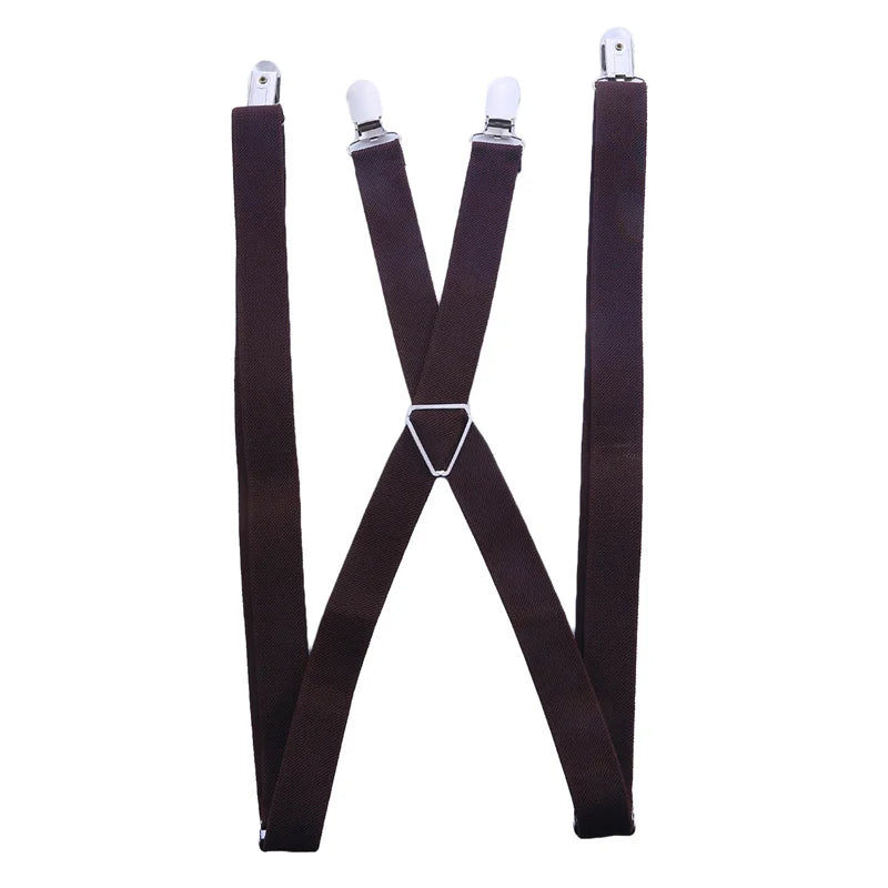 2.5*110cm Men Women Suspender Adult 4 Clips Mens Suspenders X Type Elastic Adjustable Strap Wide Braces Work Male Jockstrap Peaceful Pleasures Health and Wellness Deep coffee