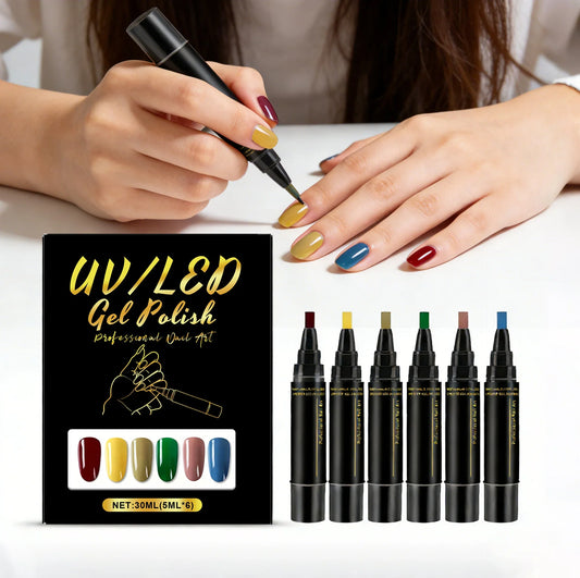 6-Color Nail Art Pen Set – Quick Dry DIY Gel Polish Pens Nail Art Pen Set Oasis Select