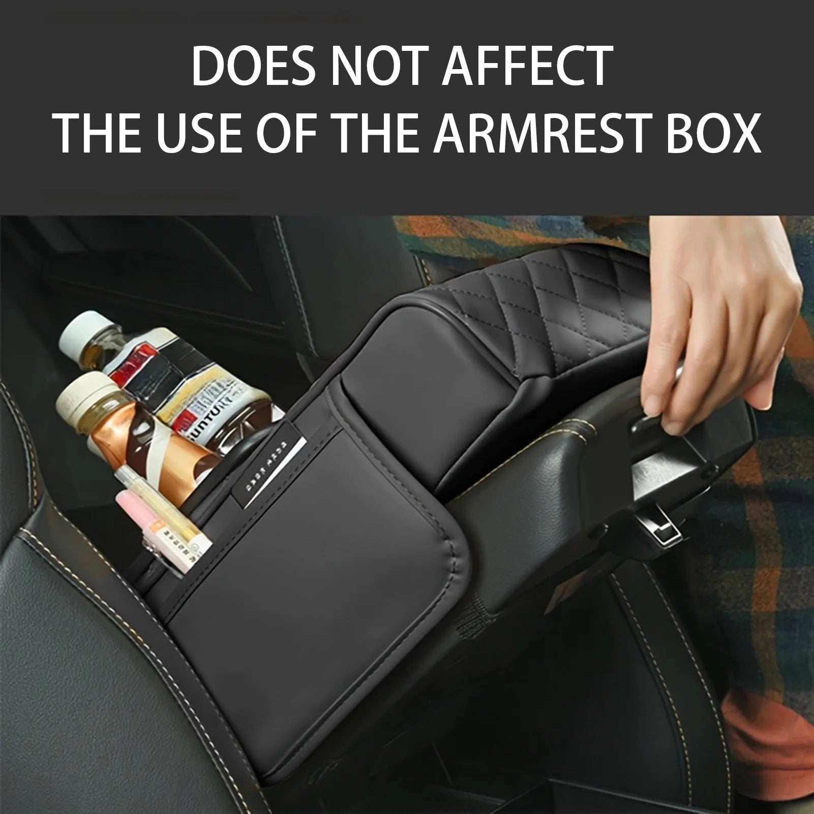Universal Car Armrest Pad Convenient with Pocket and Tissue Box Bottle Holder Suitable for Truck SUV Van Peaceful Pleasures Health and Wellness