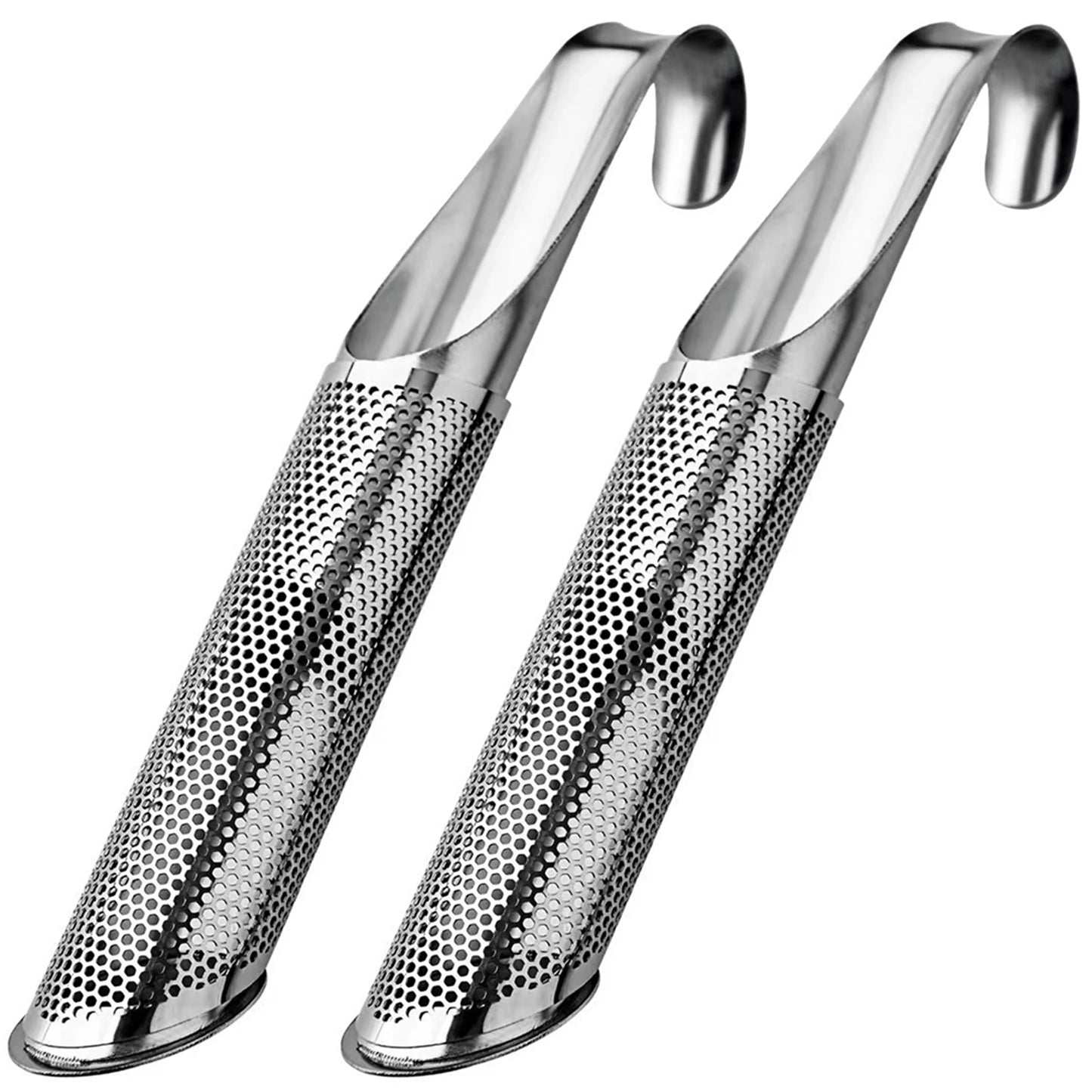 Tea Infuser Tea Strainer Wand Food Grade Curved Handle Tea Diffuser Stainless Steel Hook Tea Infuser For Loose Tea Leaf Coffee Peaceful Pleasures Health and Wellness 2pcs