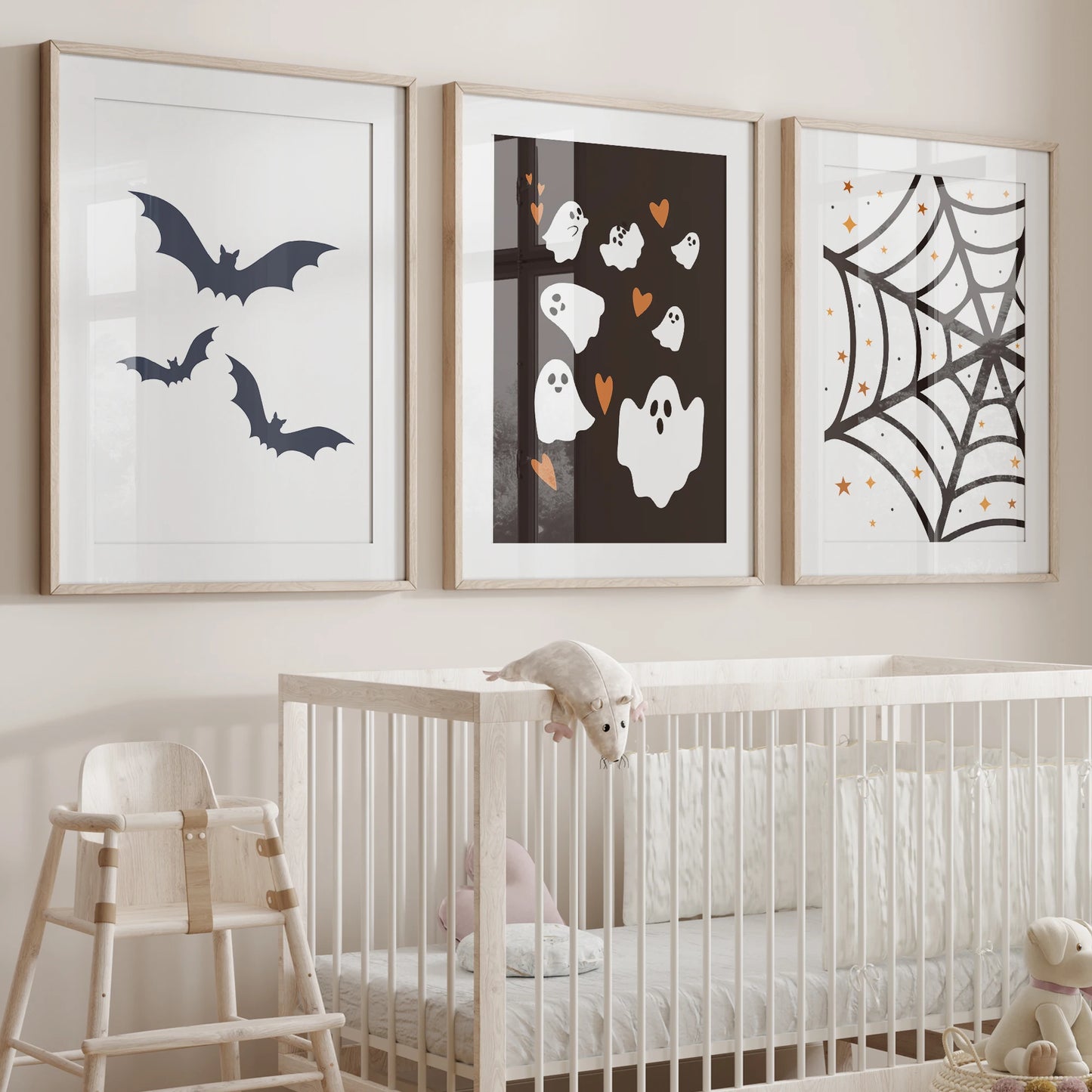 Dark Halloween Canvas Wall Art | Gothic Cartoon Poster Print