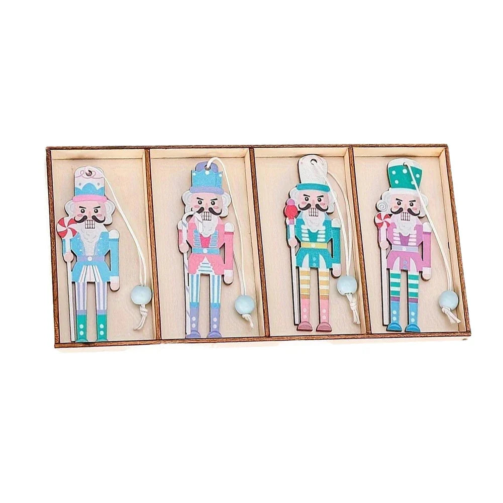 Wooden Nutcracker Christmas Ornaments | 8-Pack DIY Pendants