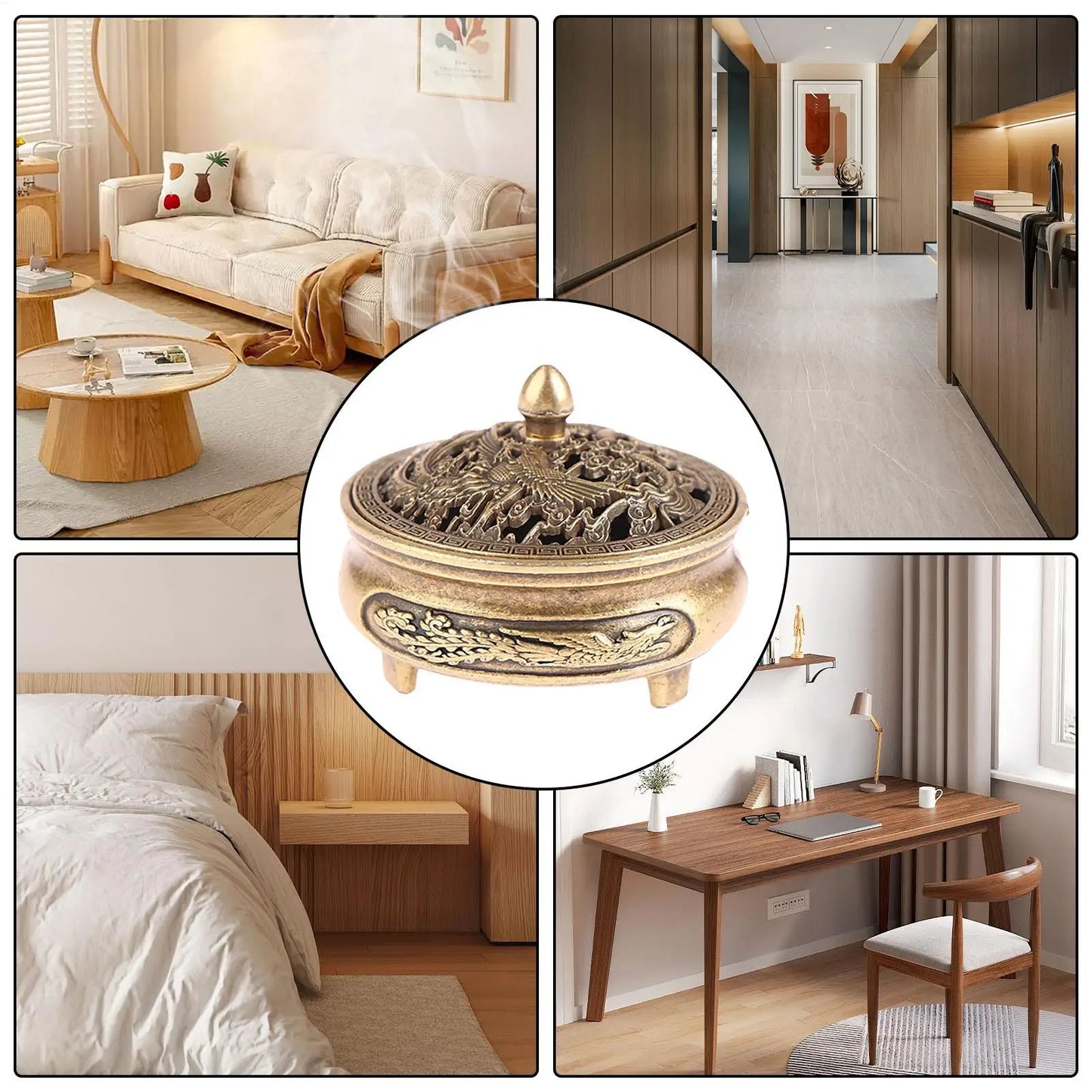 Mini Copper Three-Legged Incense Burner | Aroma Diffuser Incense Burner Peaceful Pleasures Health and Wellness