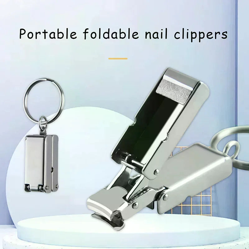 1pc Stainless Steel Mini Folded Nail Clipper With Key Ring Handle Rotary Nail Clipper Nail Accessories And Tools Small Scissors Peaceful Pleasures Health and Wellness
