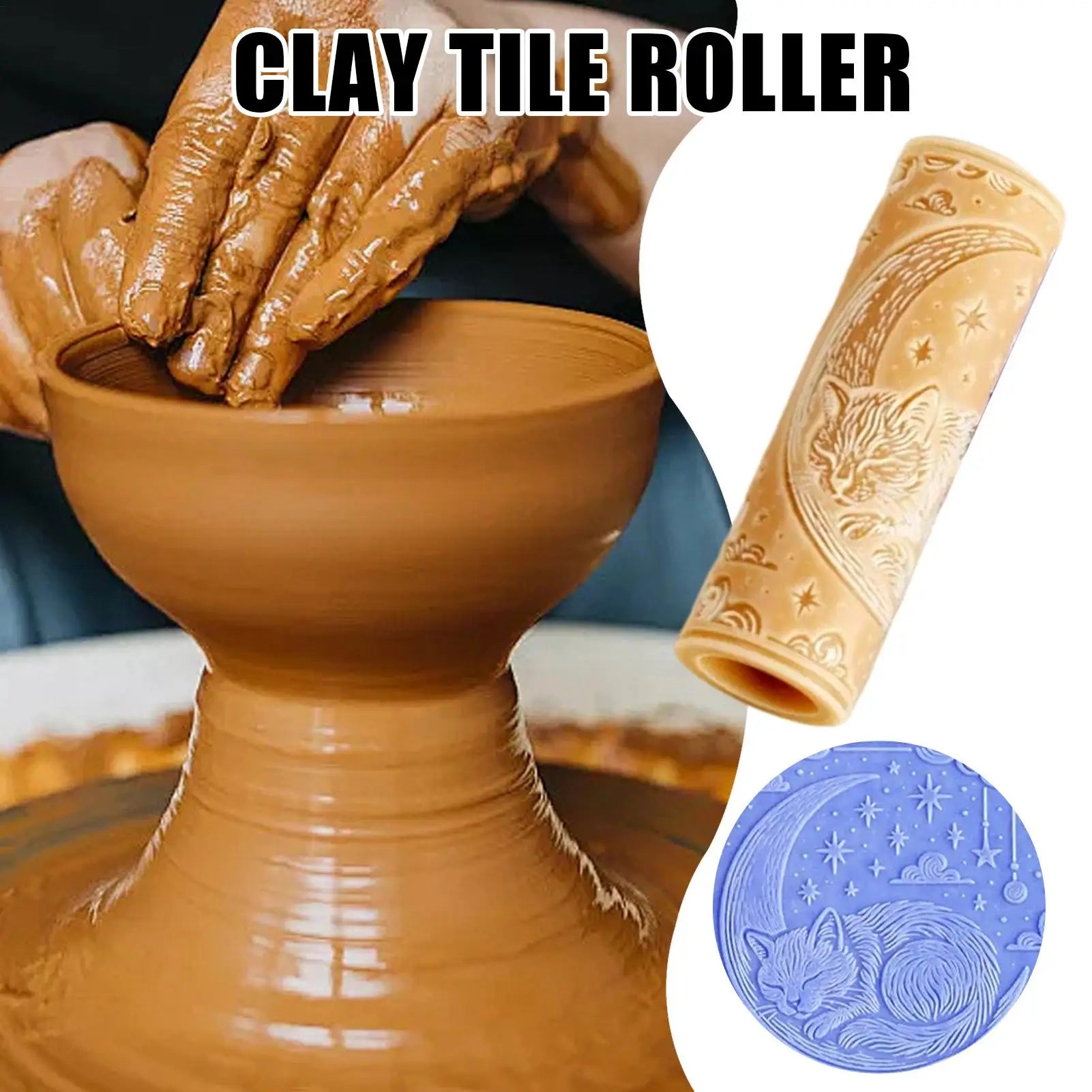 Clay Texture Roller with Patterns - Pottery & Polymer-Clay Tools for Adults Kids, Creative Ceramic Embossing Art Craft Supplies Peaceful Pleasures Health and Wellness