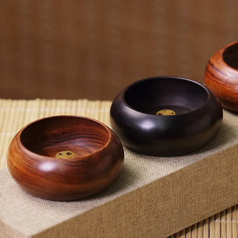 Solid Wood Incense Holder & Ash Catcher Bowl – 4-Hole Incense Burner for Meditation, Yoga, Living Room & Tea House