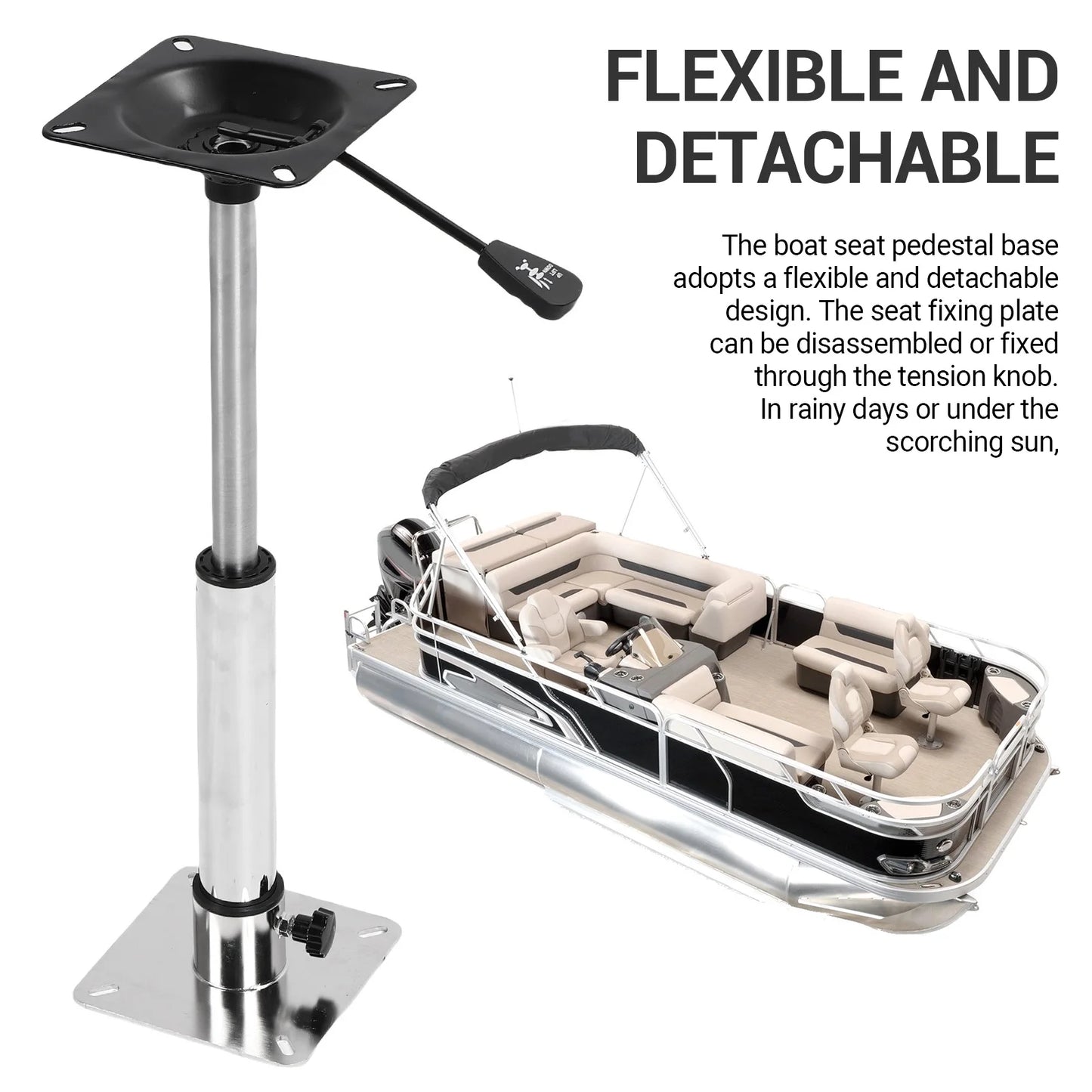 Stainless Steel Boat Seat Pedestal Base Mount Kit | 360° Rotatable