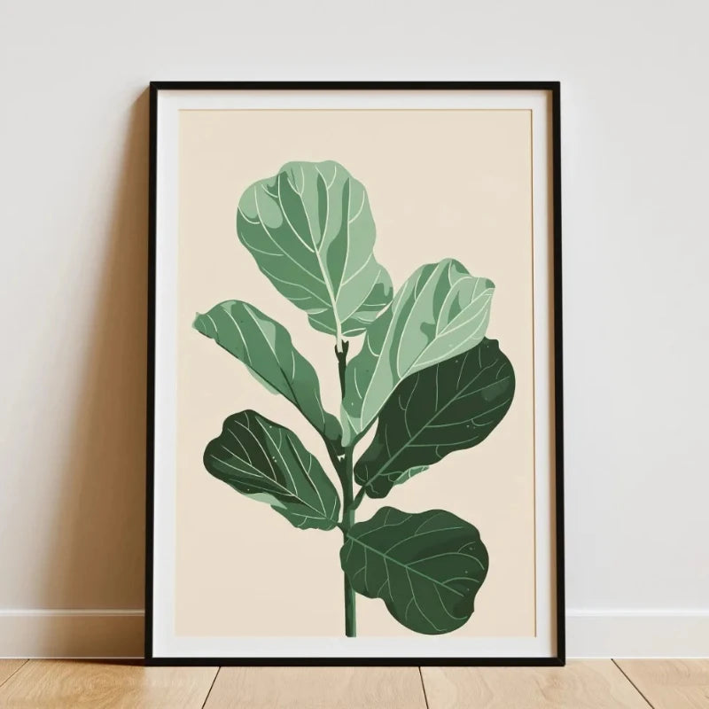 Minimalist Bamboo Tropical Leaf Botanical Canvas Wall Art Print