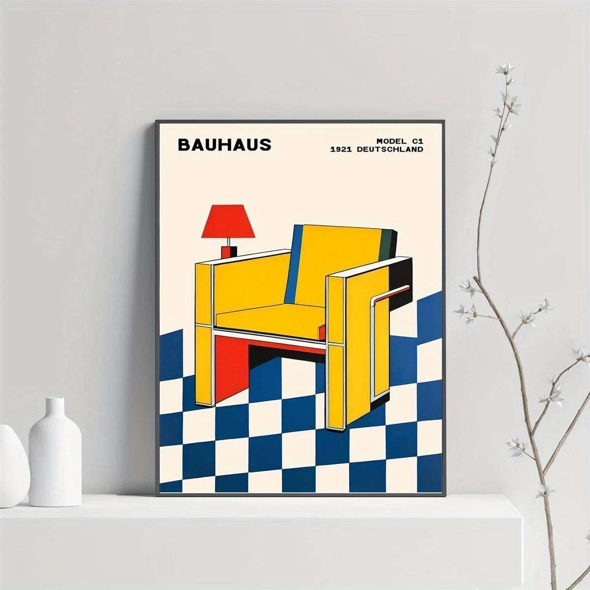 Modern Bauhaus Chair Canvas Wall Art Print | Home Decor