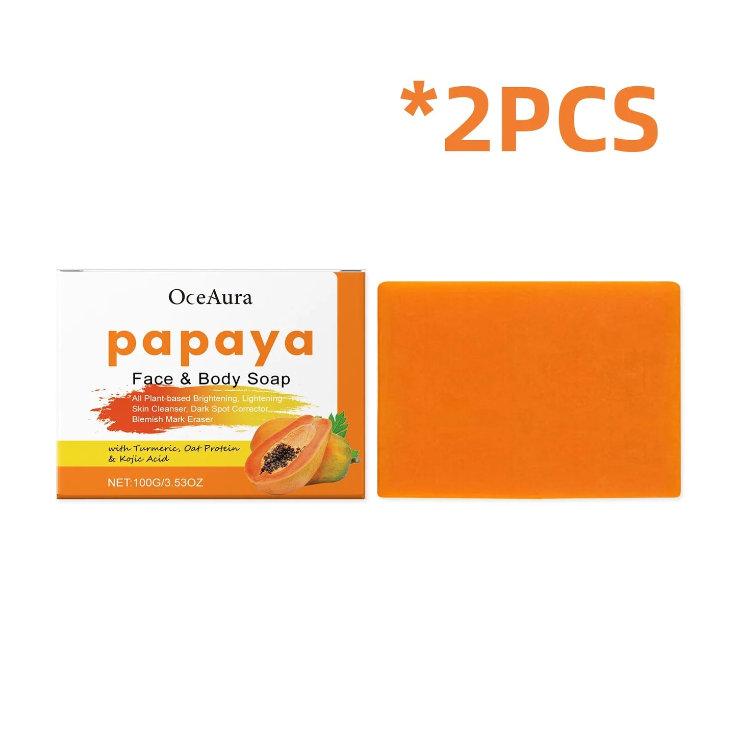 OCEAURA Papaya Turmeric Bath Soap – Nourishing 100g Bar