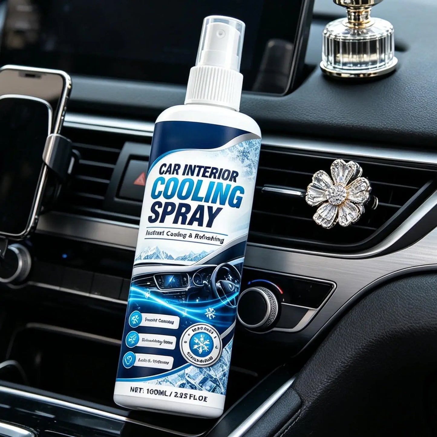 100ml Car Interior Cooling Spray Fast-Acting Freeze Spray Cools Leather Seats Dashboard Steering Wheel, Odor Eliminator Peaceful Pleasures Health and Wellness