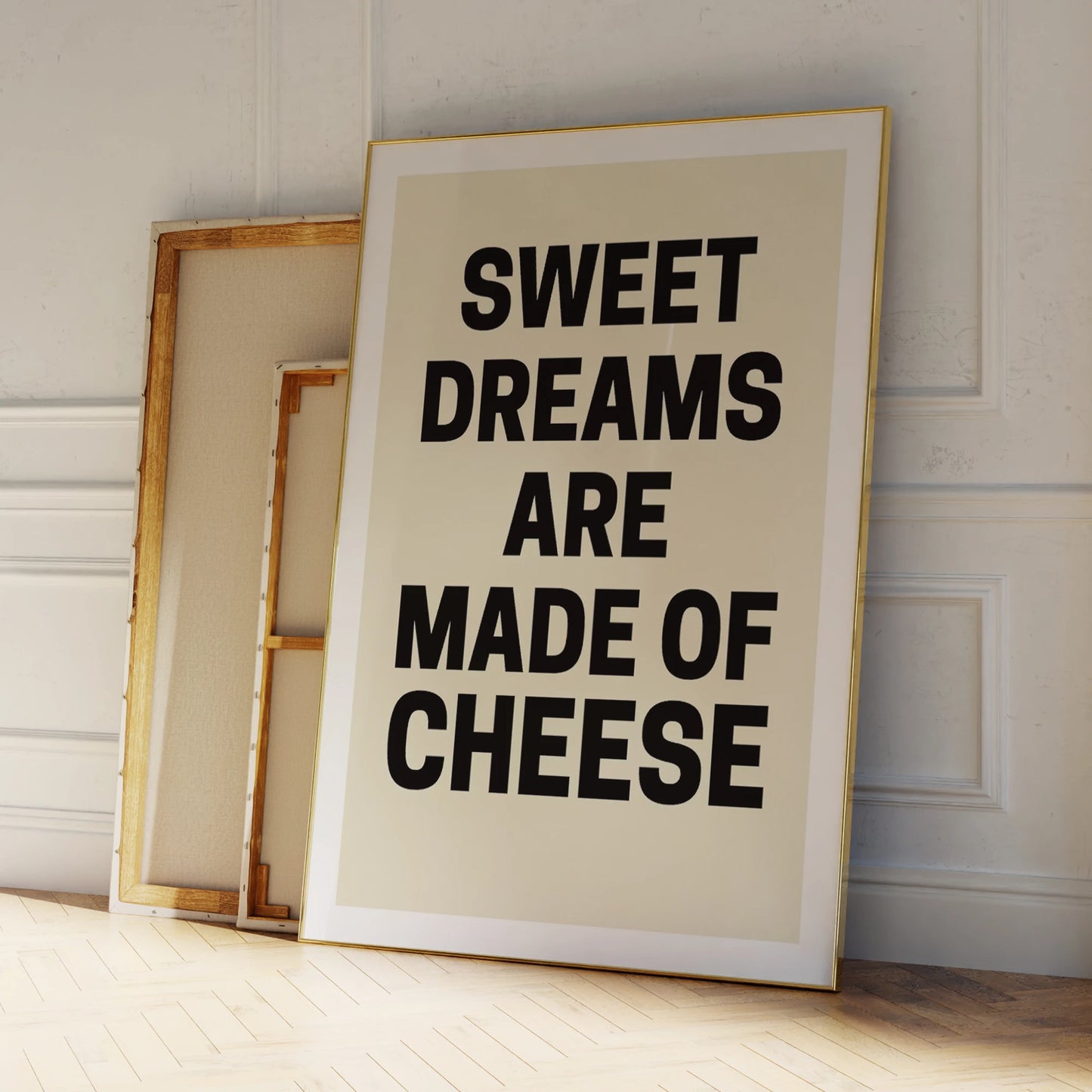 "Sweet Dreams Are Made Of Cheese" Funny Canvas Wall Art
