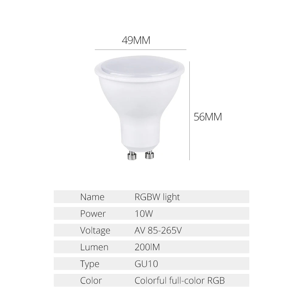 85-265V 10W GU10 LED Bulb 16 Colors RGB+CW+WW Lamp Spotlight IR Remote Control Ampoule Bombillas Room Home Party Festival Decor Peaceful Pleasures Health and Wellness